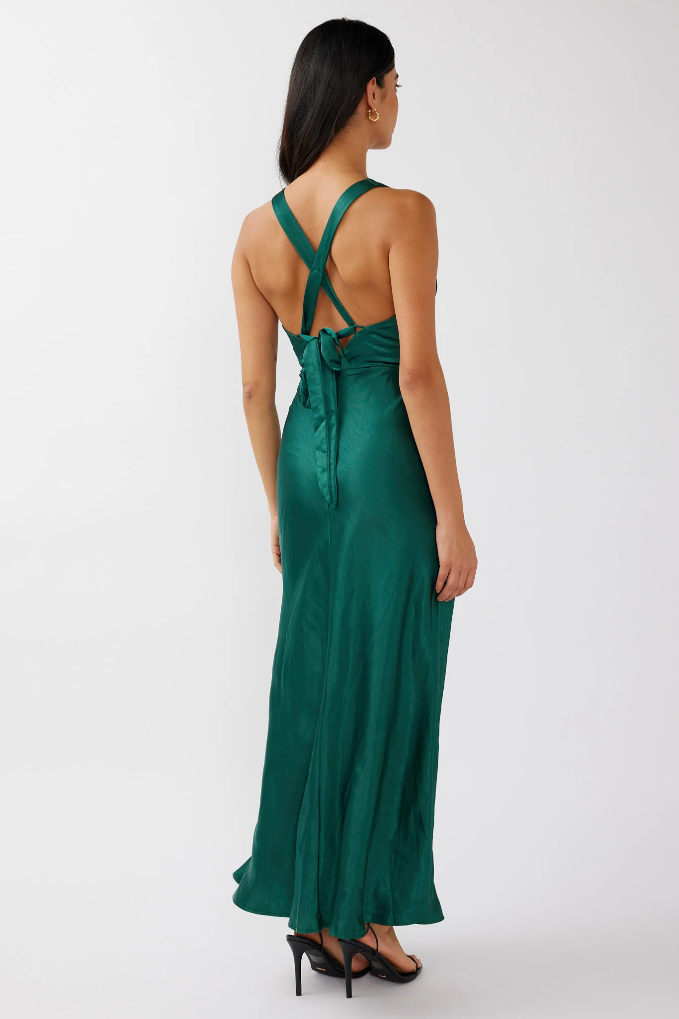 Theriz Lace Trim Tied Back Maxi Dress Green - Sonourner