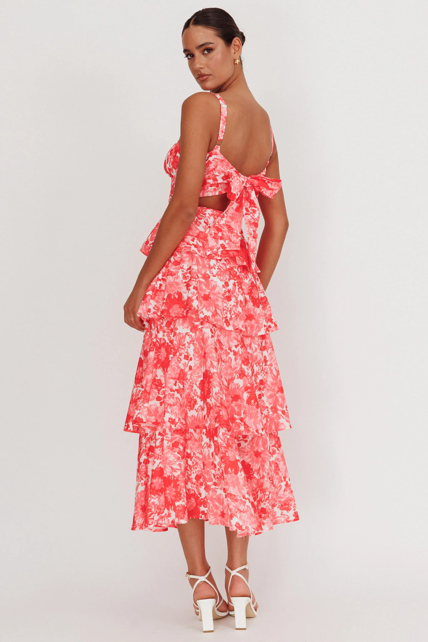 Provence Bloom Tiered Floral Maxi Dress Pink - Sonourner