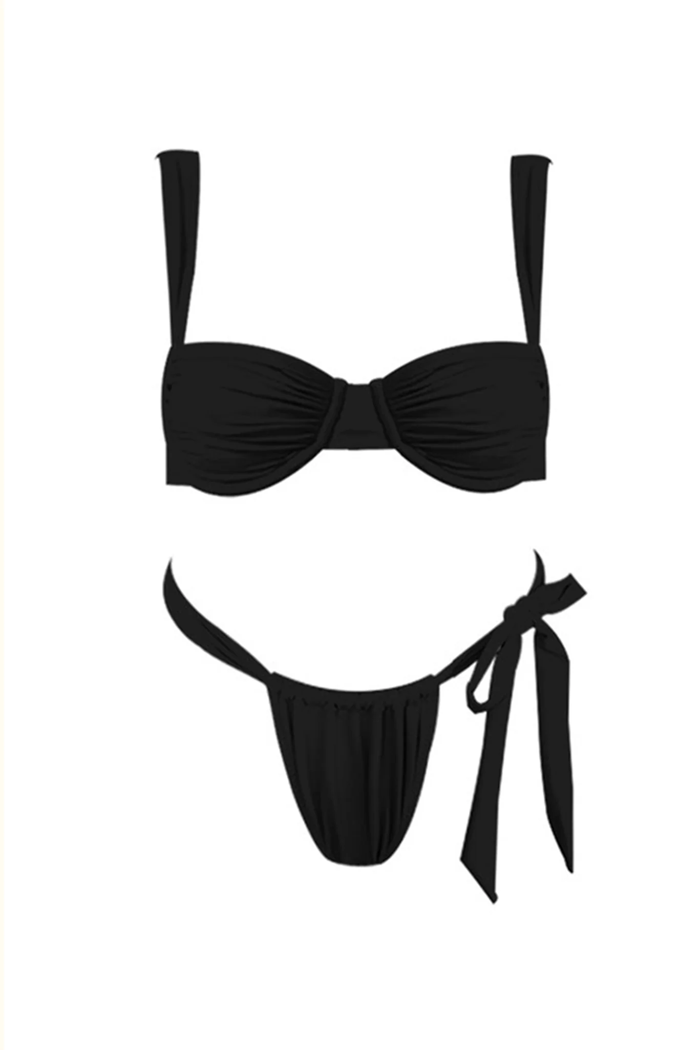 Malibu Gathered Bikini Top Black - Sonourner
