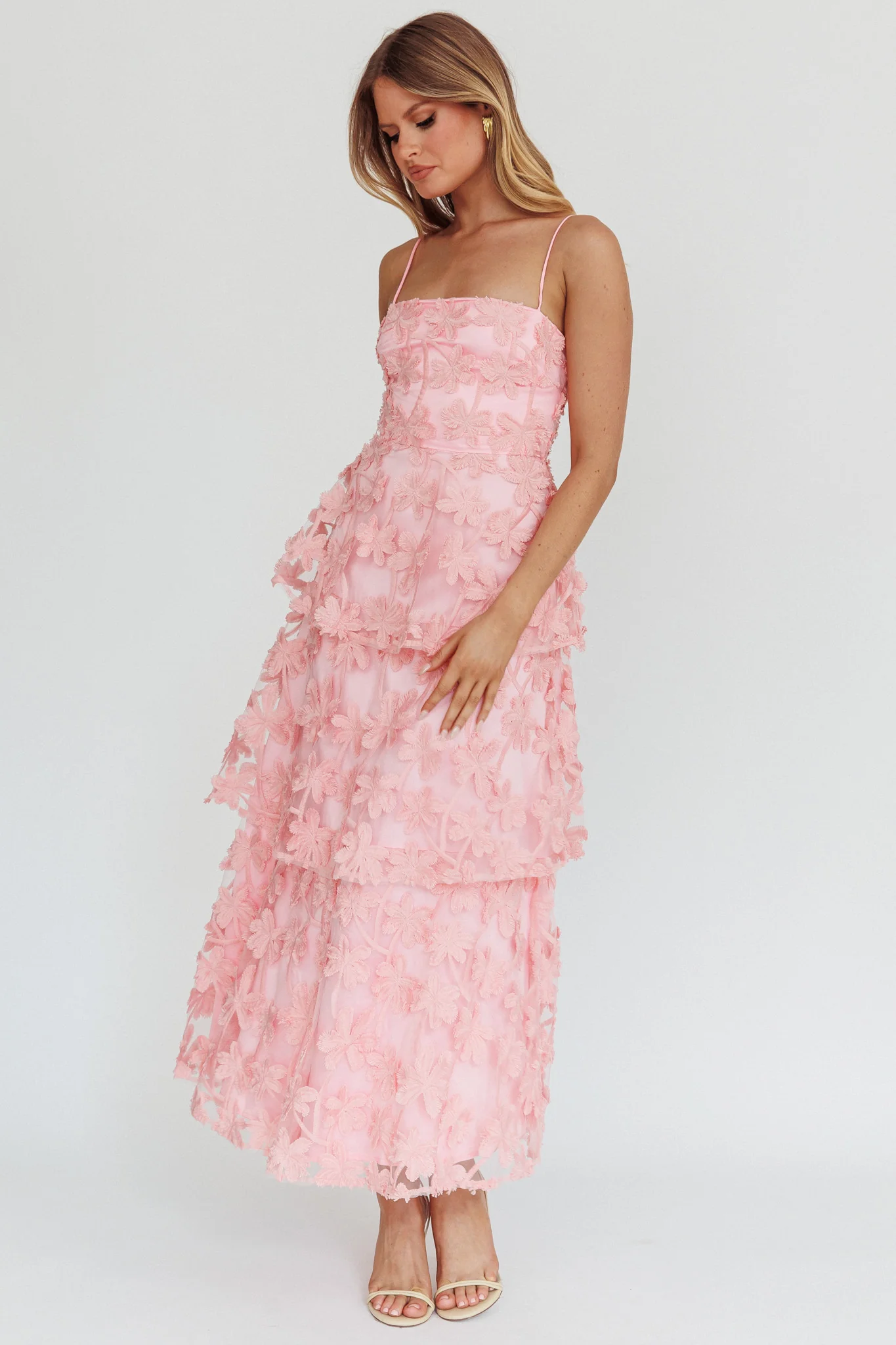 Dori Floral Embellished Maxi Dress Blush - Sonourner