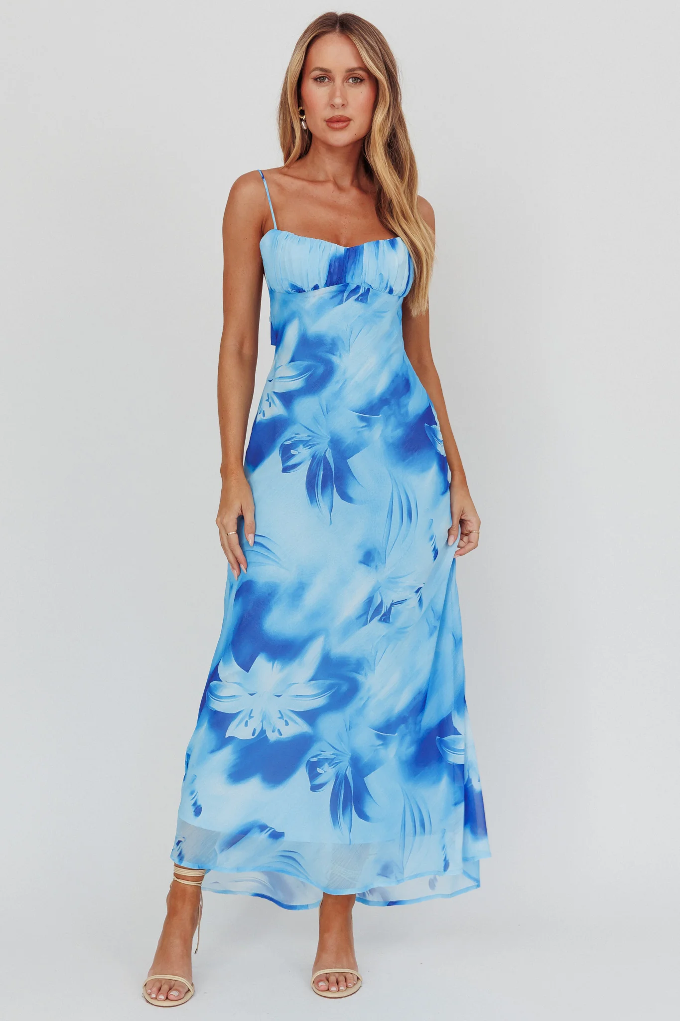 Nerida Low Back Twist Maxi Dress Lily Blue - Sonourner