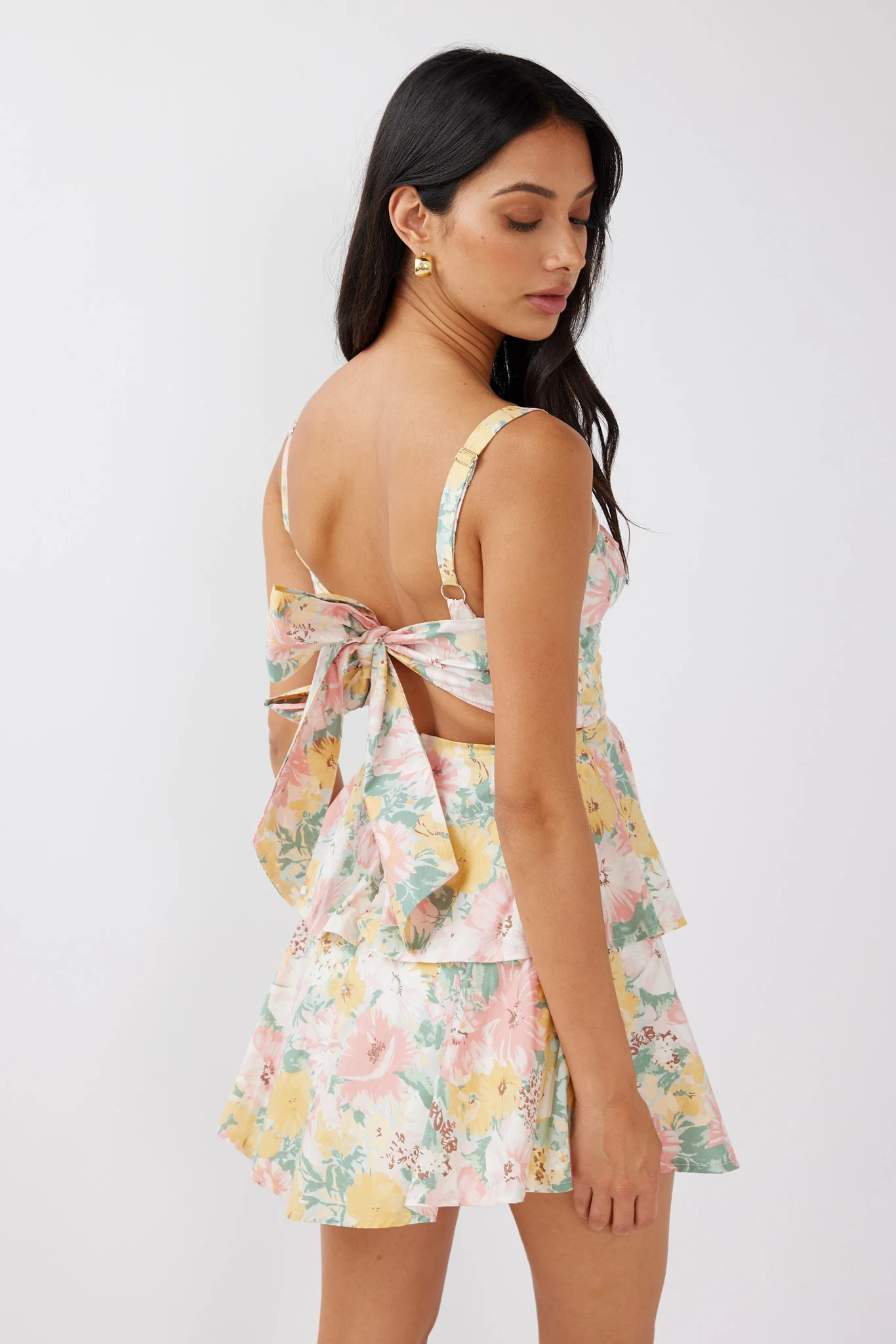 Provence Bloom Tiered Mini Dress Multi Blush - Sonourner