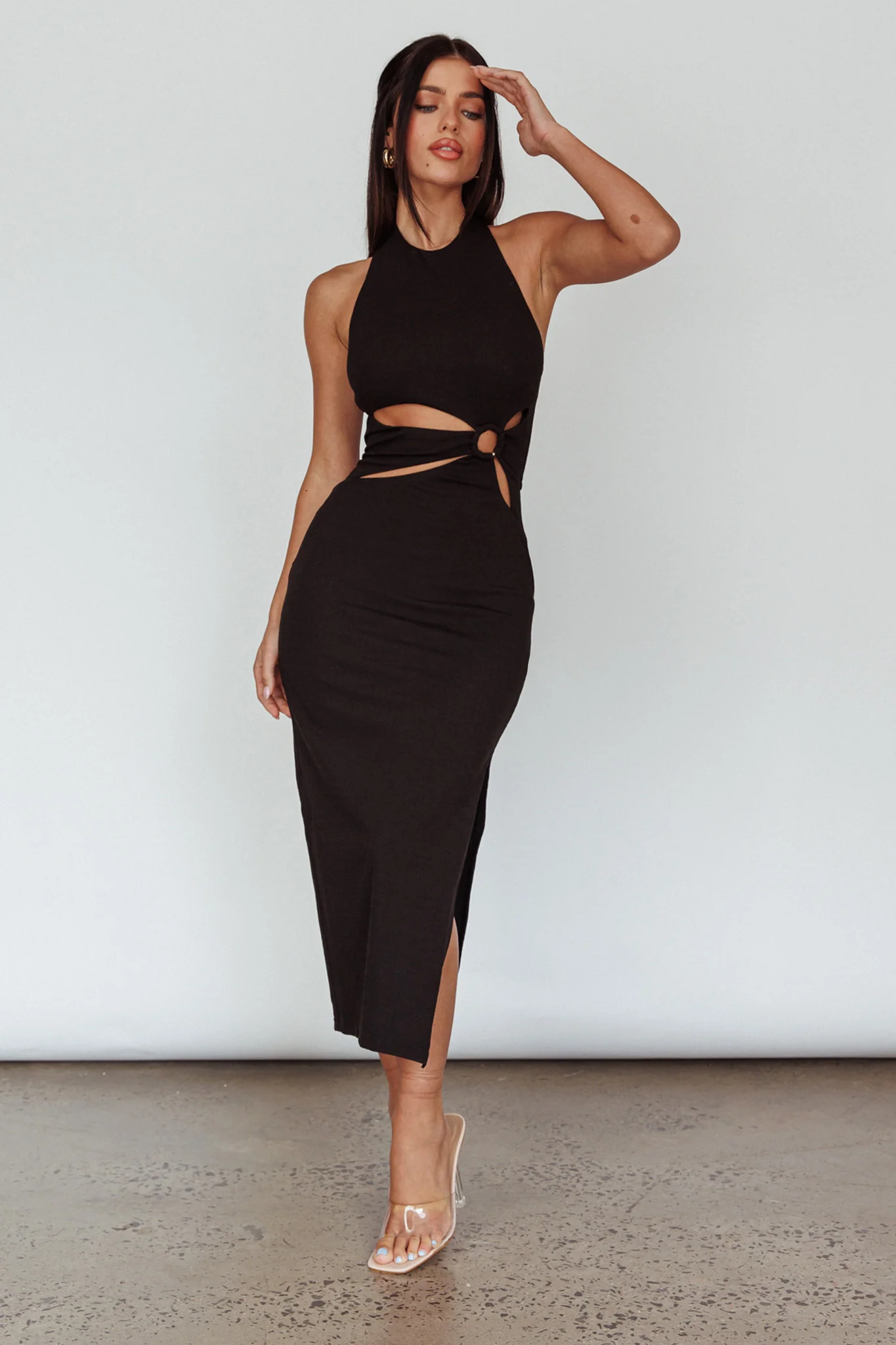 Crystal Skies Cut-Out Feature Midi Dress Black - Sonourner
