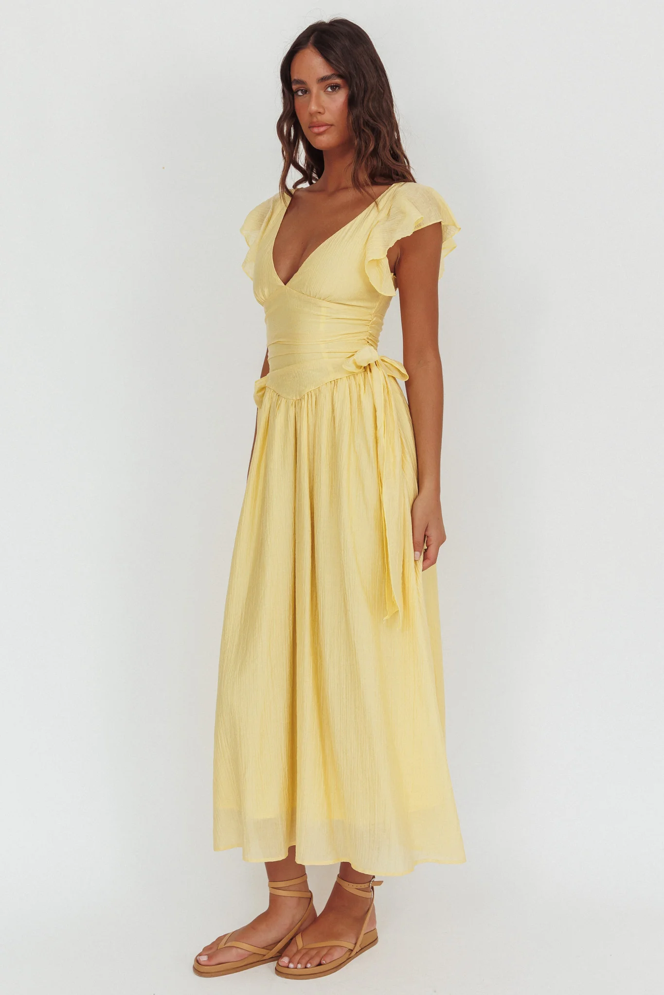 Elsewhere Waist Bows Maxi Dress Banana - Sonourner