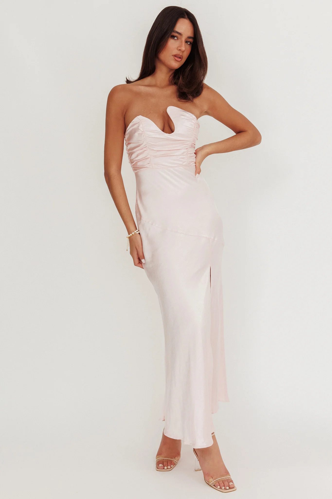 Blaise Asymmetric Neckline Maxi Dress Pink - Sonourner