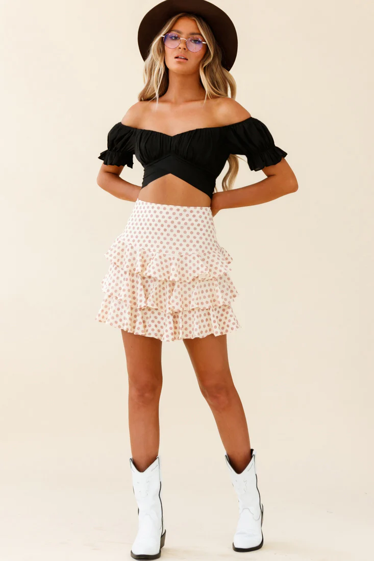 Let Them Eat Cake Triple Ruffle Skirt Polka Dot Rose - Sonourner