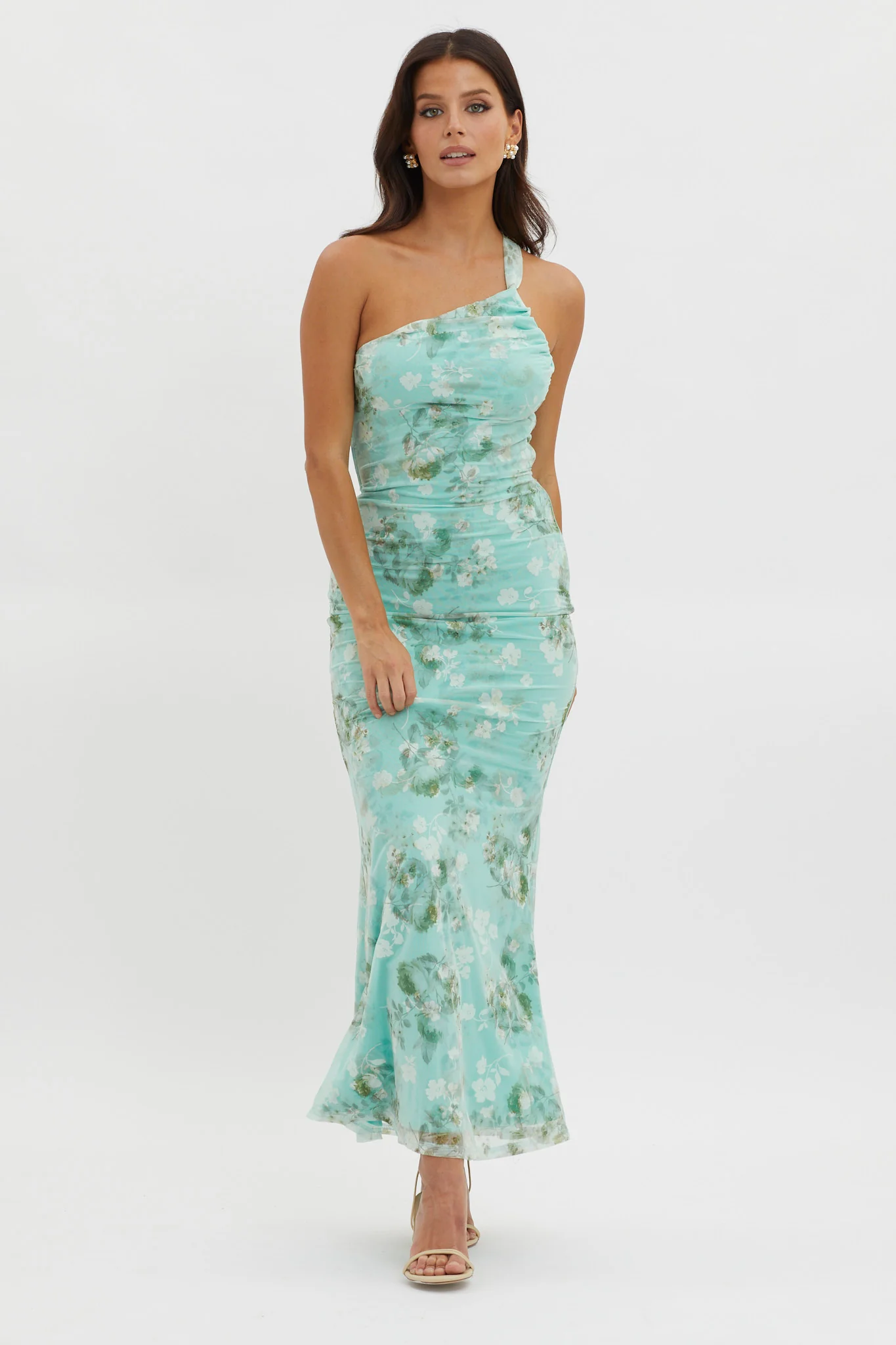 Tatum One-Shoulder Mesh Maxi Dress Sage - Sonourner