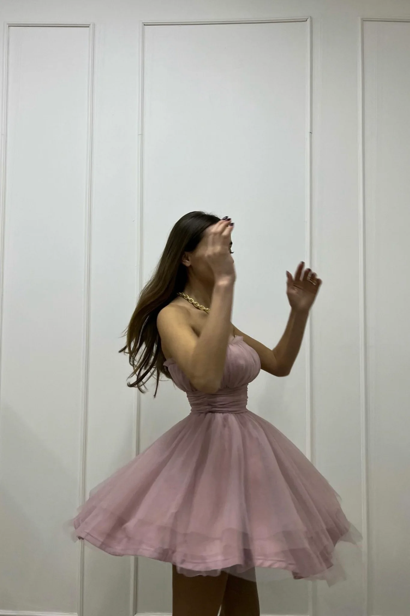 Fayette Strapless Mesh Mini Dress Blush - Sonourner