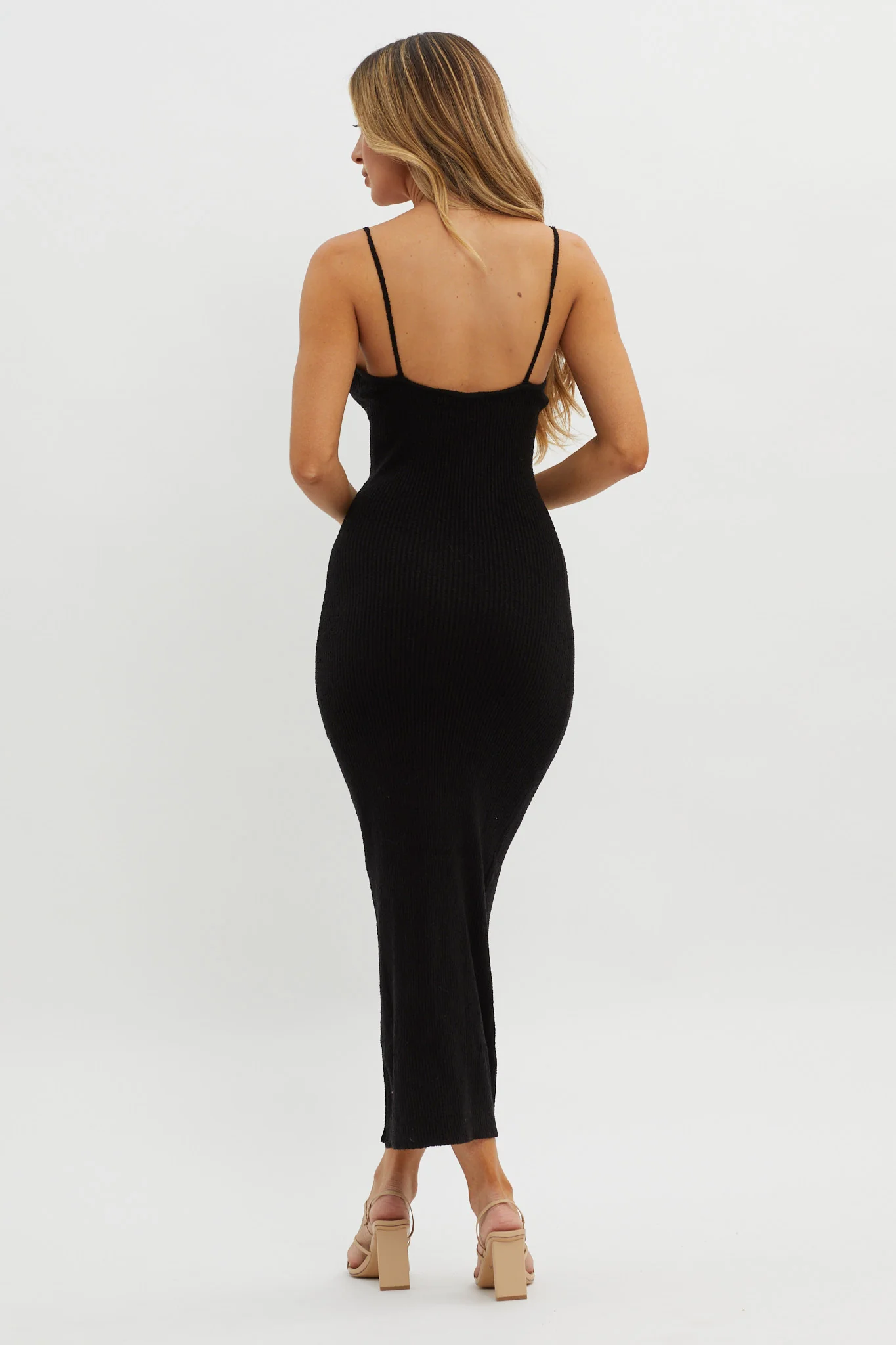 Sai Ribbed Knit Midi Dress Black - Sonourner