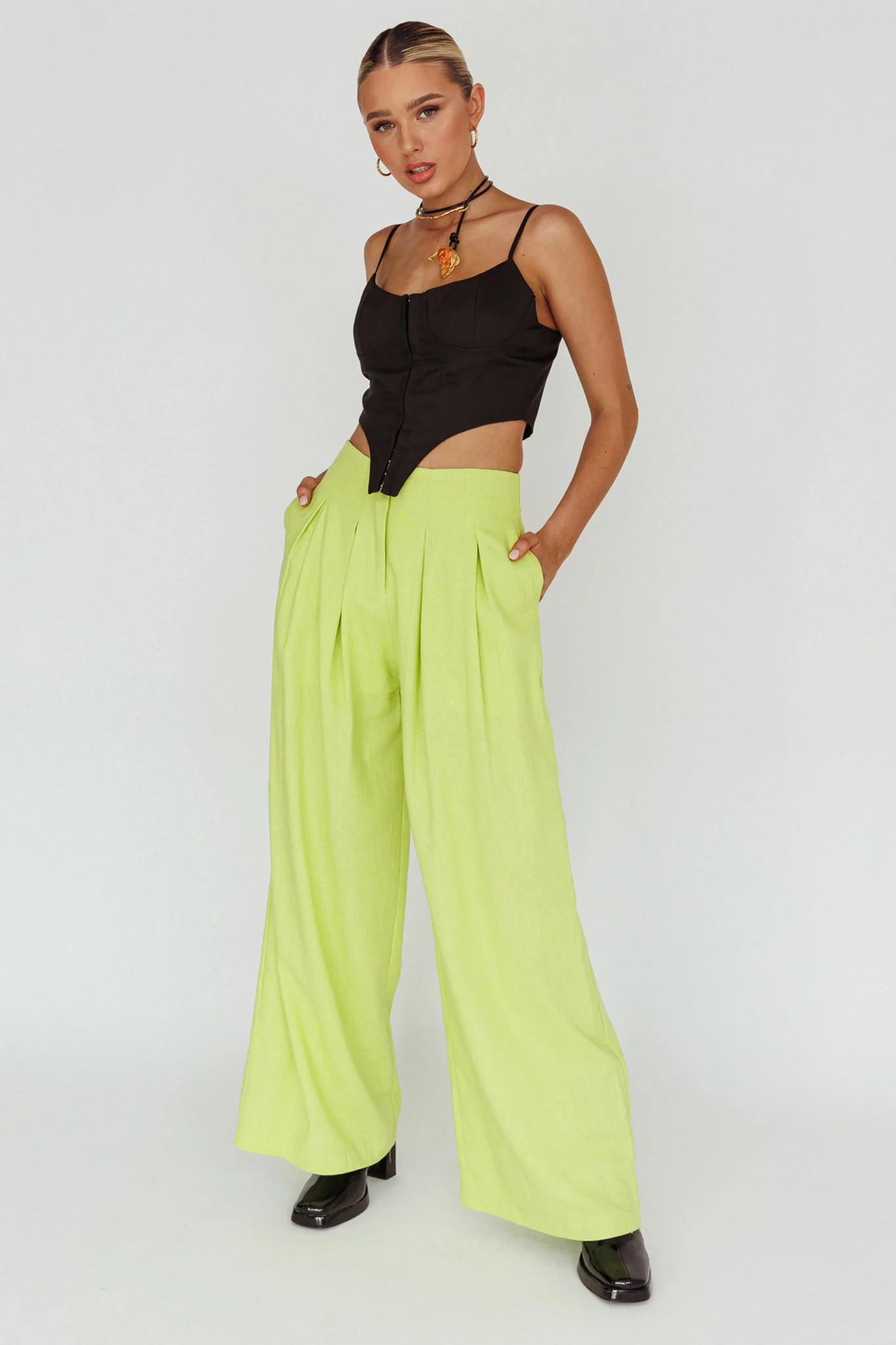 Sloan Side Pocket Trouser Pants Lime - Sonourner