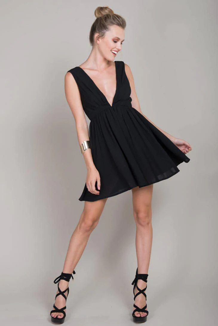 Laine Day Festival Dress Black - Sonourner