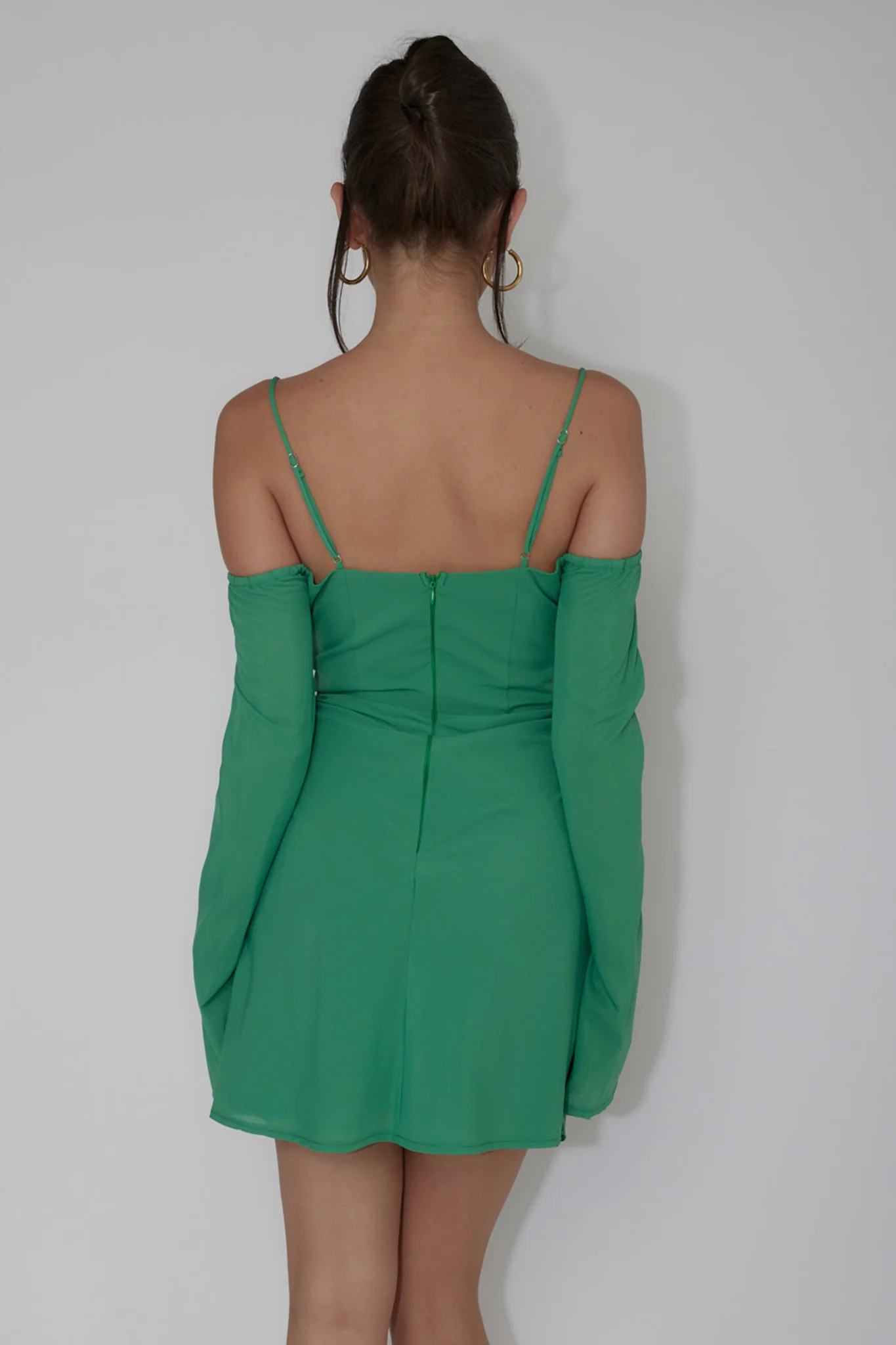 Teava Off-Shoulder Sleeve Laced Mini Dress Jade - Sonourner