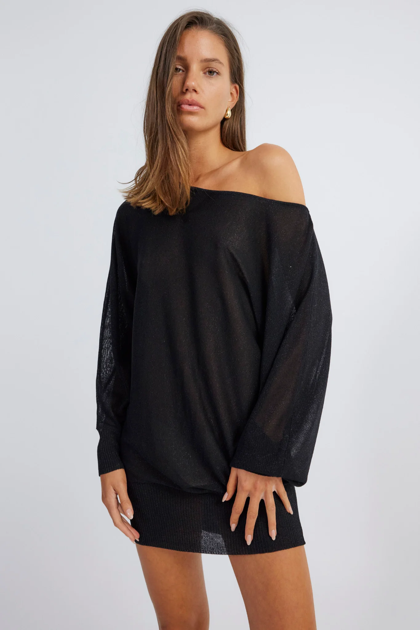 SNDYS Hailey Off Shoulder Mini Dress Black - Sonourner