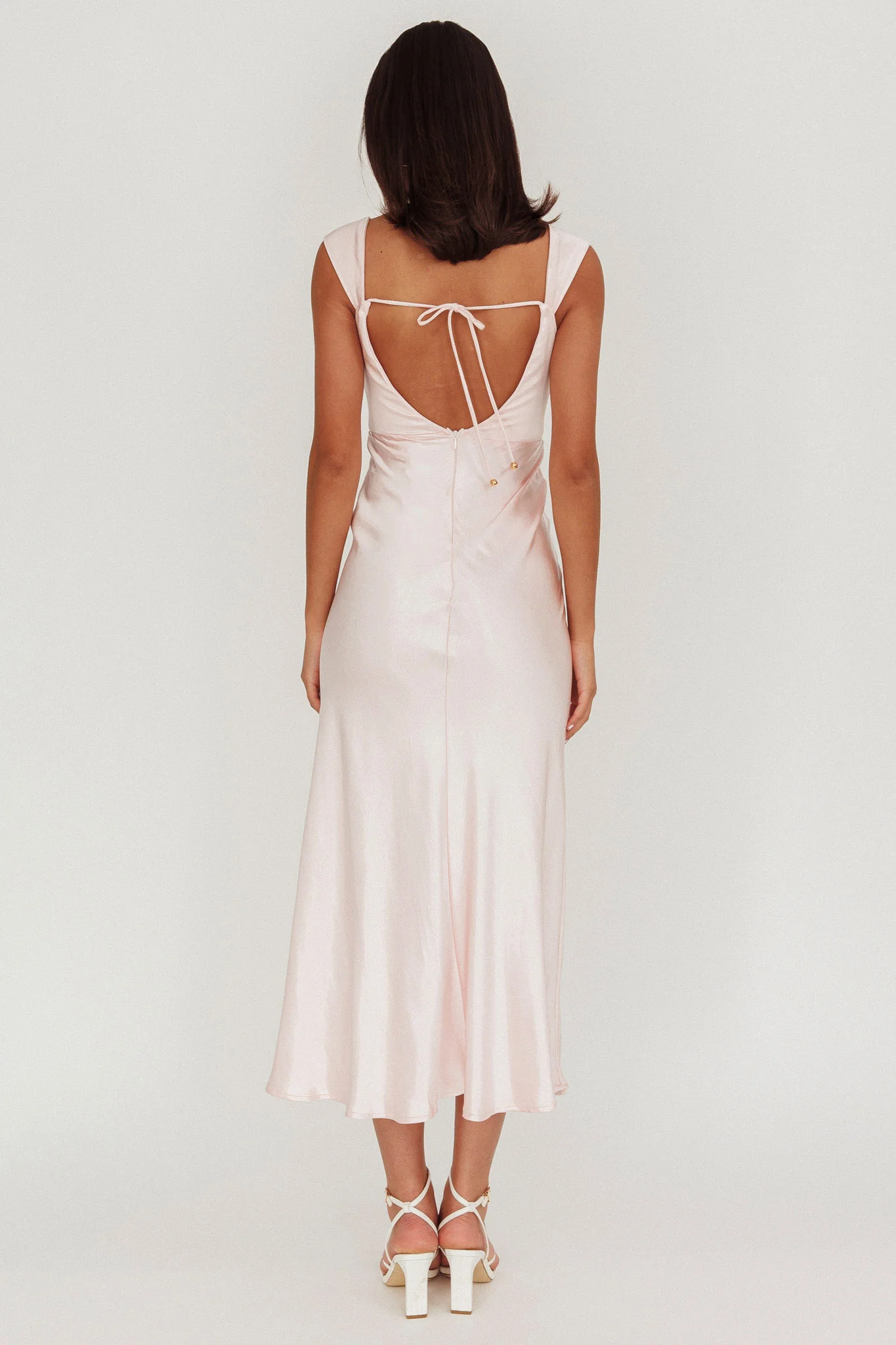Lucinda Off-Shoulder V-Back Dress Blush - Sonourner