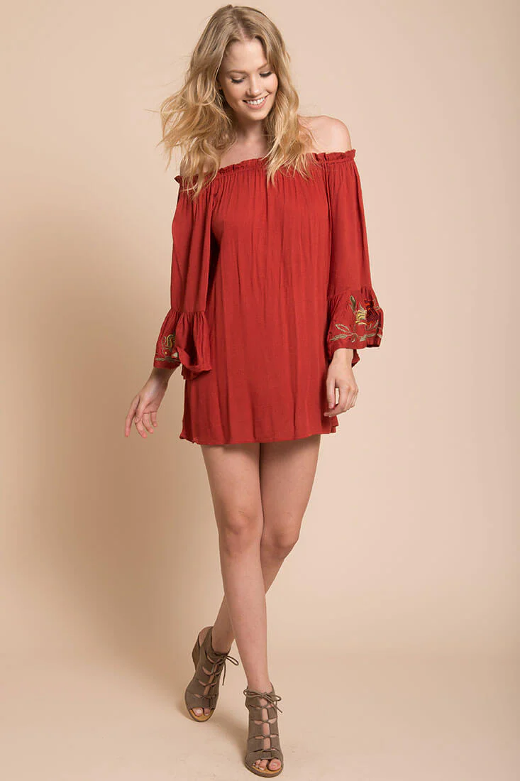 Aubree Loose Dress Rust - Sonourner