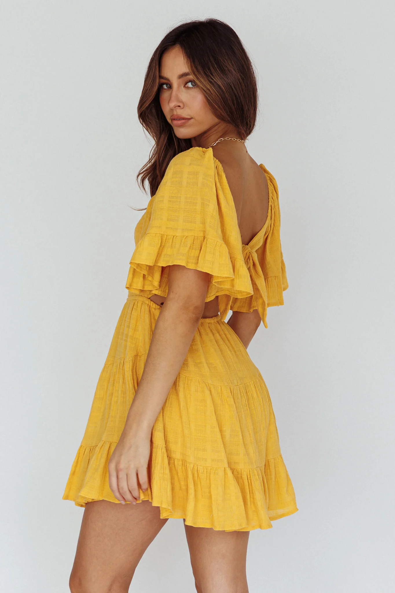 Sigourney Shirred Bust Dress Yellow - Sonourner