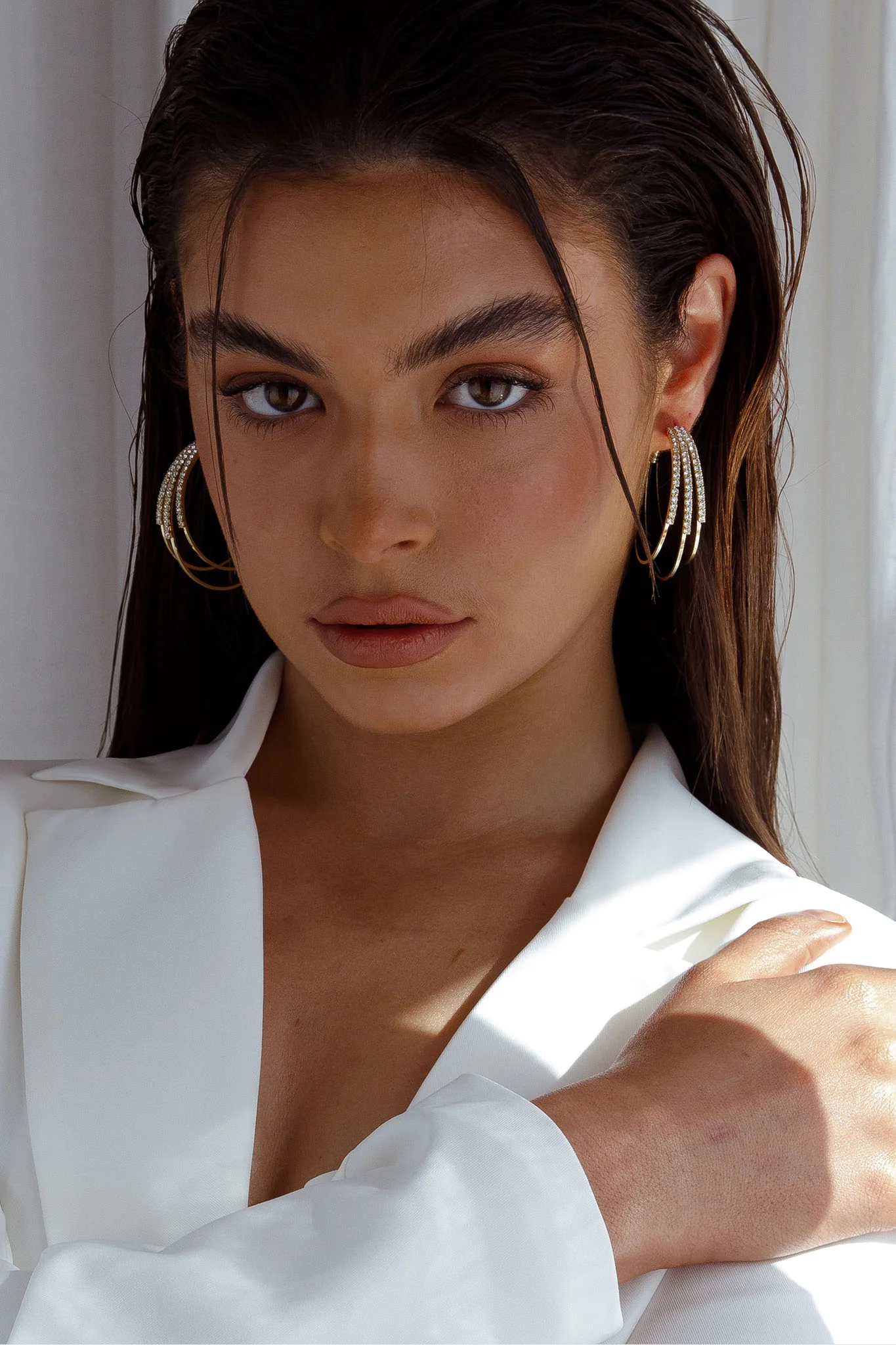 Zilla Triple Hoop Earrings Gold - Sonourner