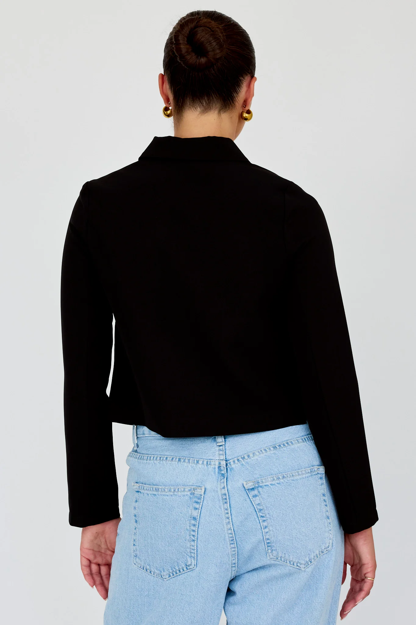 Marsha Button Front Crop Jacket Black - Sonourner