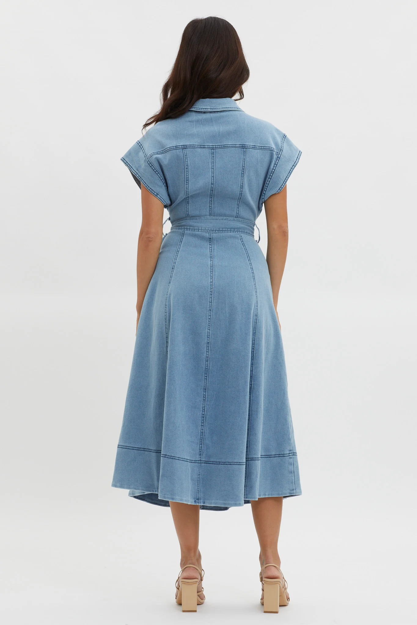 Laureen Short Sleeve Midi Dress Denim Blue - Sonourner