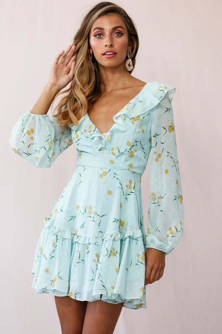 Brentwood Lace Up Babydoll Dress Green - Sonourner