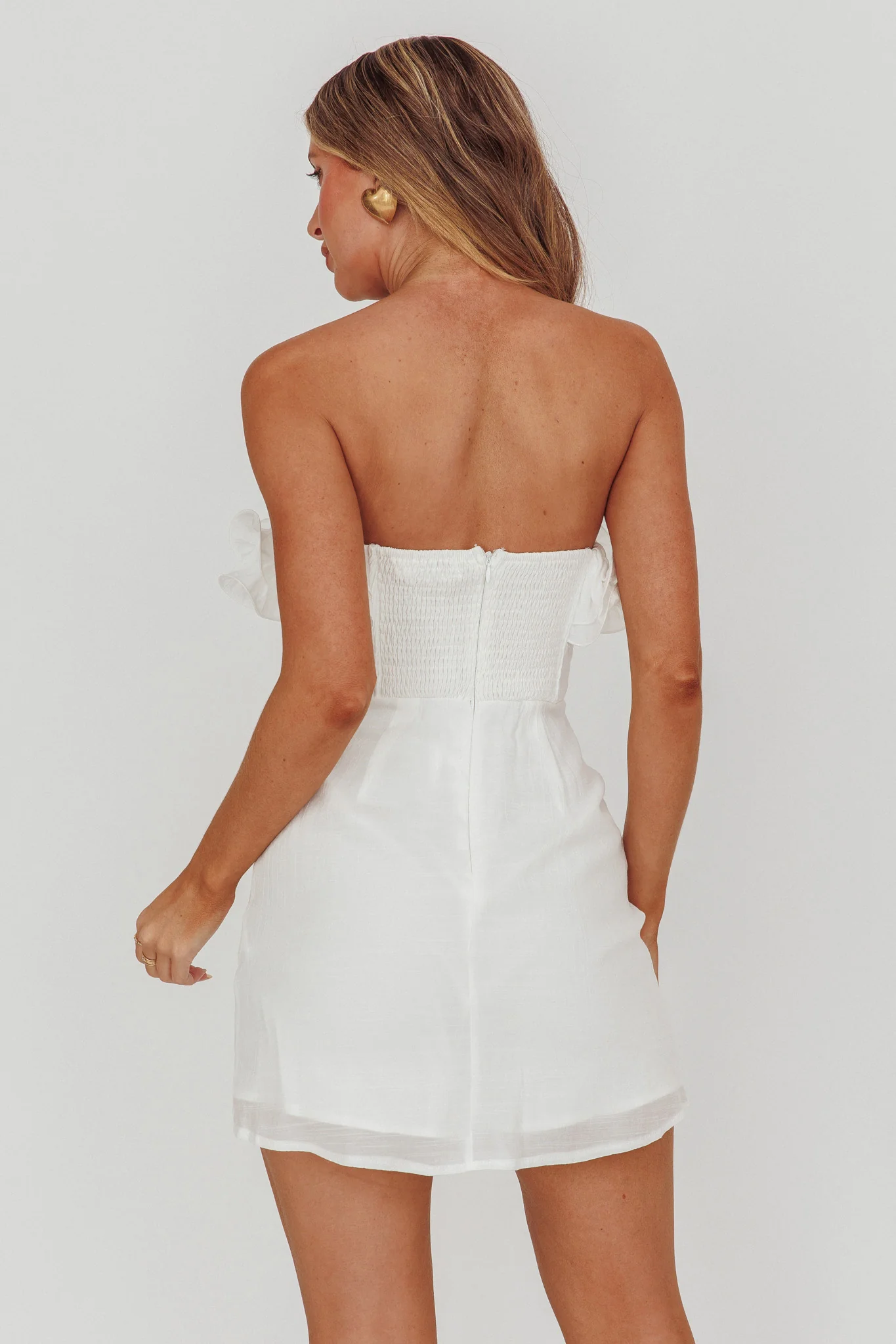 Norah Strapless Mini Dress White - Sonourner