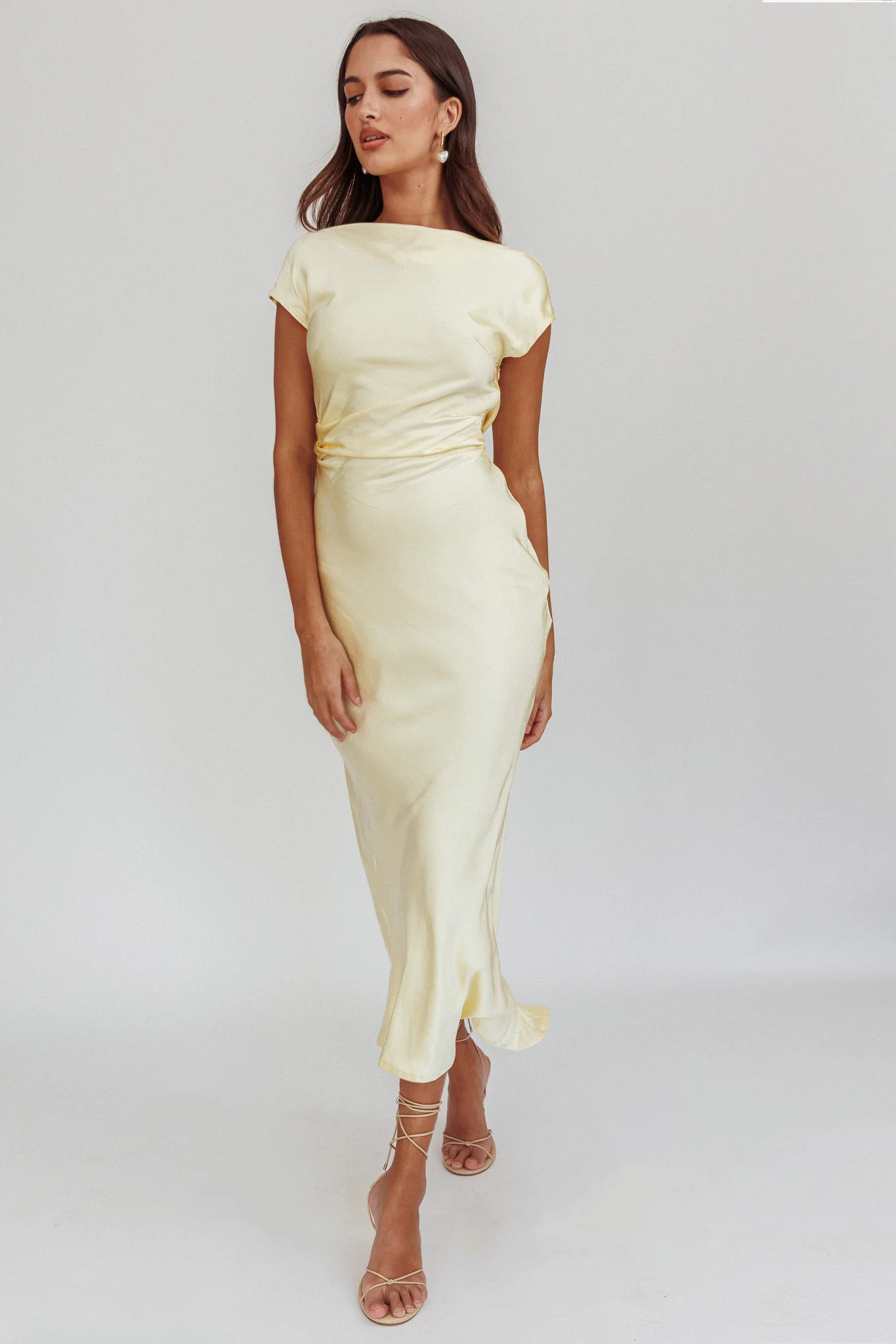 Loveland Cap Sleeve Cowl Back Midi Dress Butter - Sonourner