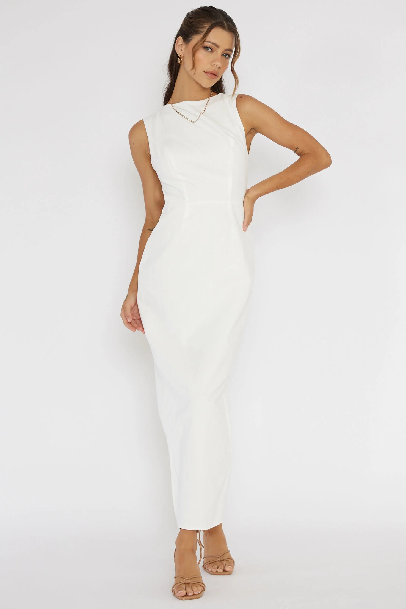 Golden Afternoon Open Tied Back Dress White - Sonourner