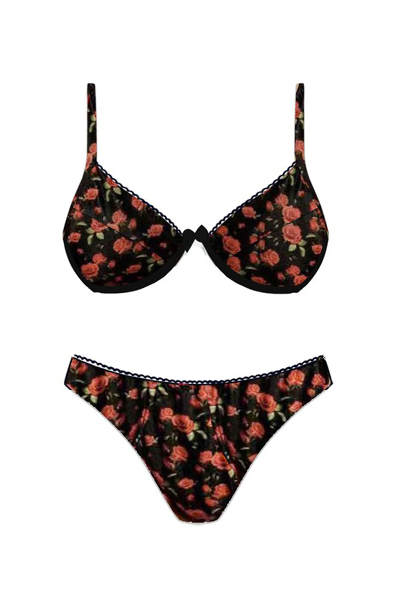 La Dolce Vita Bikini Top Rose Black/Red - Sonourner