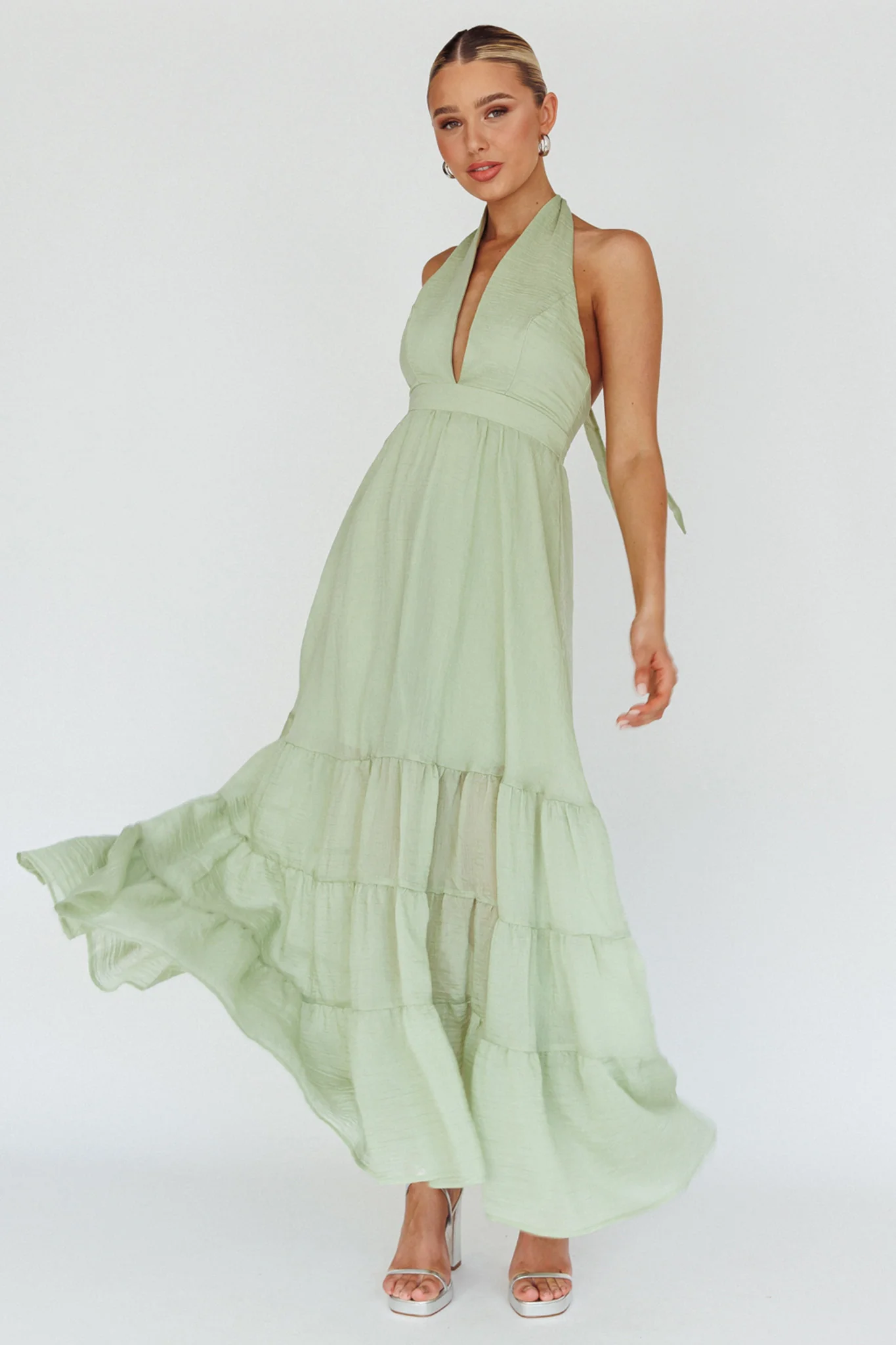 Jalisco Sun Halterneck Maxi Dress Mint - Sonourner