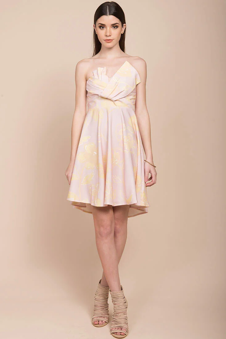 Elise Strapless Formal Dress Pink & Yellow - Sonourner