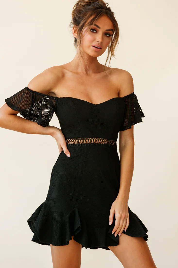 Chi Chi Sweetheart Neckline Off-Shoulder Dress Black - Sonourner