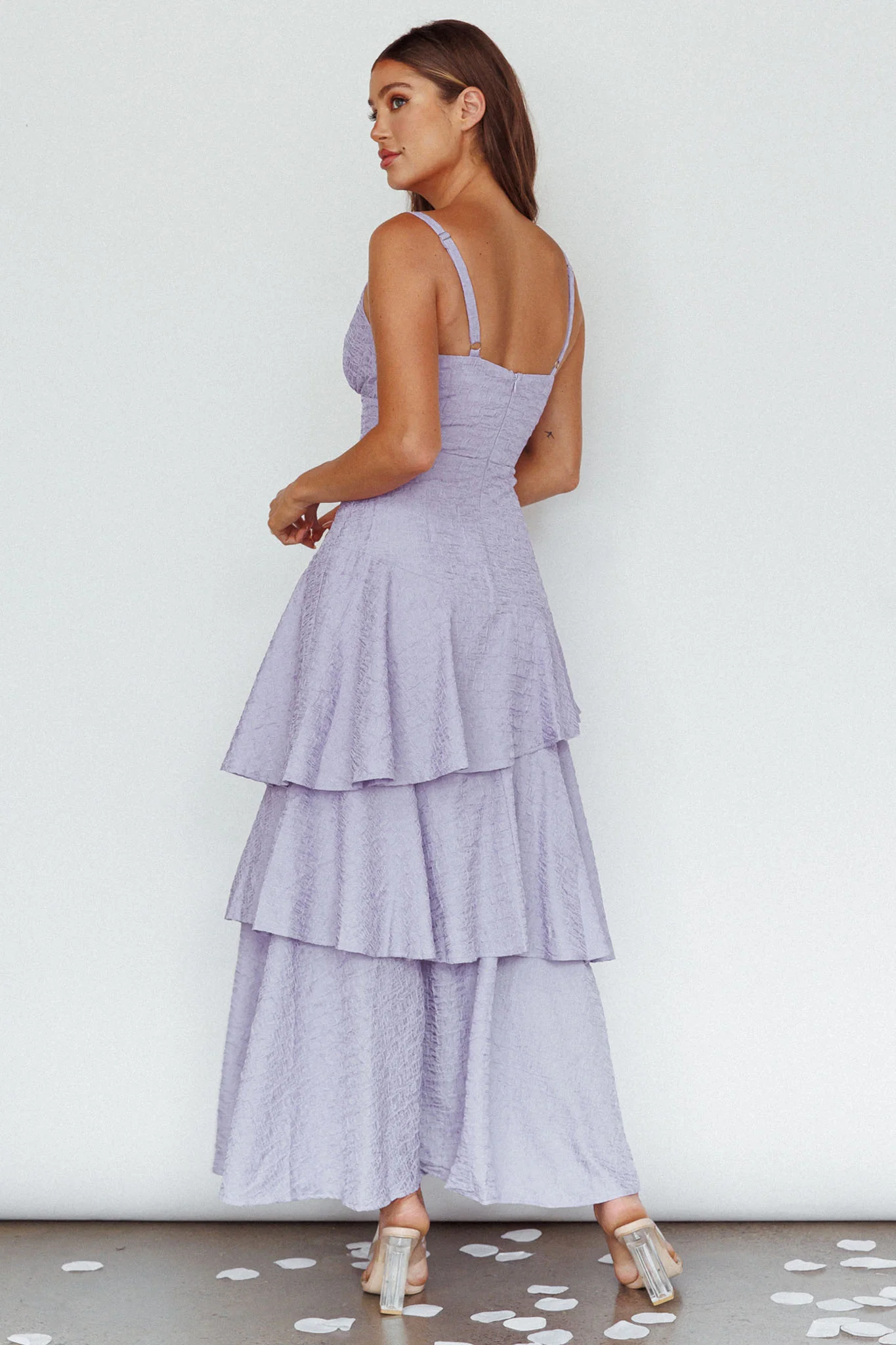 New Vibes Layered Hem Maxi Dress Lilac - Sonourner