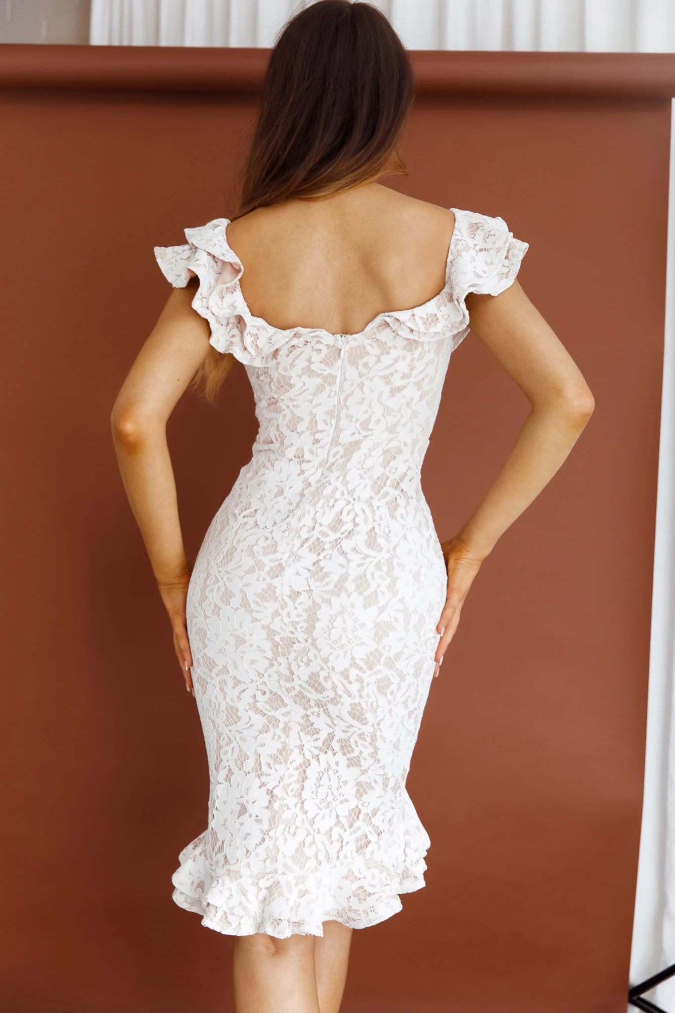 Rossi Off-Shoulder Double Ruffle Lace Dress White - Sonourner