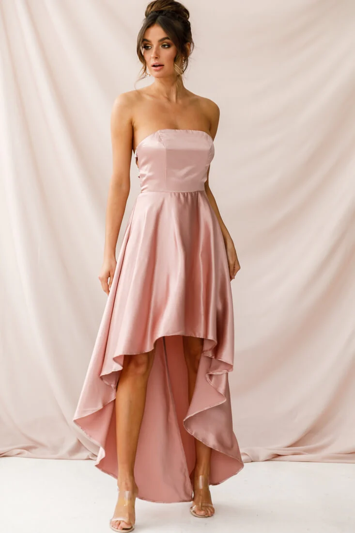 Belle Strapless High-Low Hem Dress Mocha - Sonourner