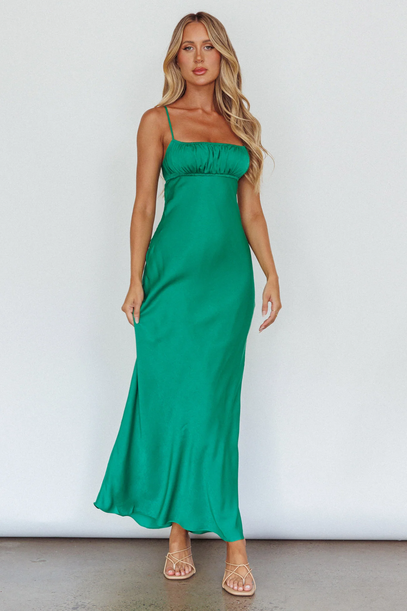 From Above V-Back Midi Dress Forest Green - Sonourner
