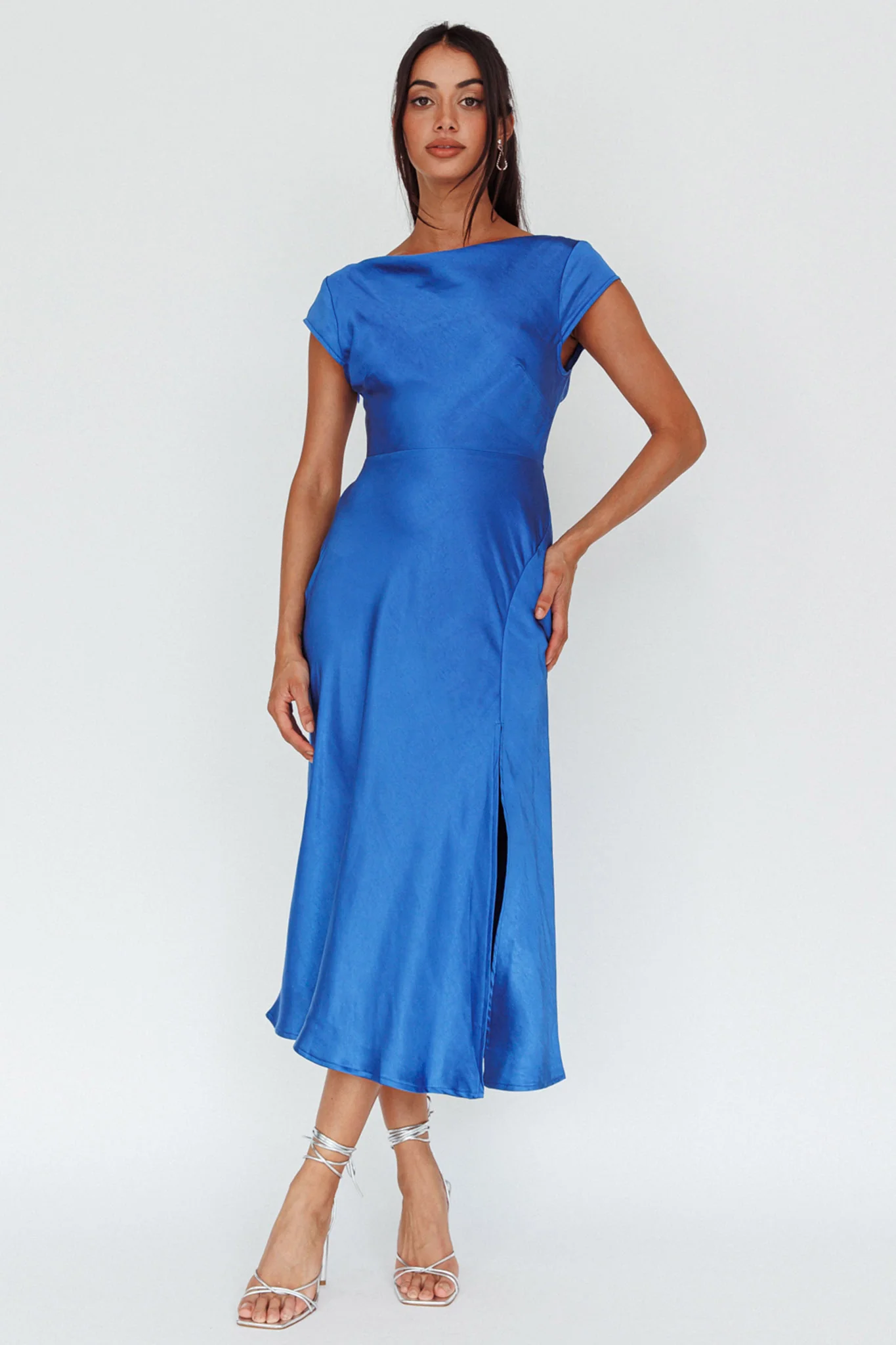 Lucinda Twist Back Midi Dress Navy - Sonourner