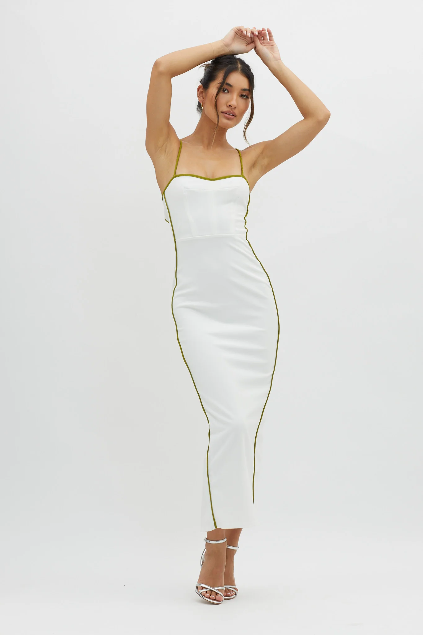 Future Awaits Lace-Up Back Midi Dress White - Sonourner