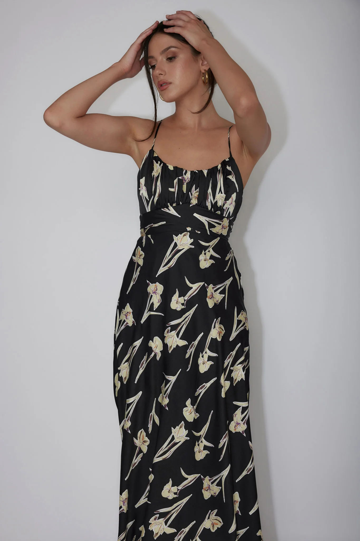 Linka Cami Strap Midi Dress Orchid Black - Sonourner