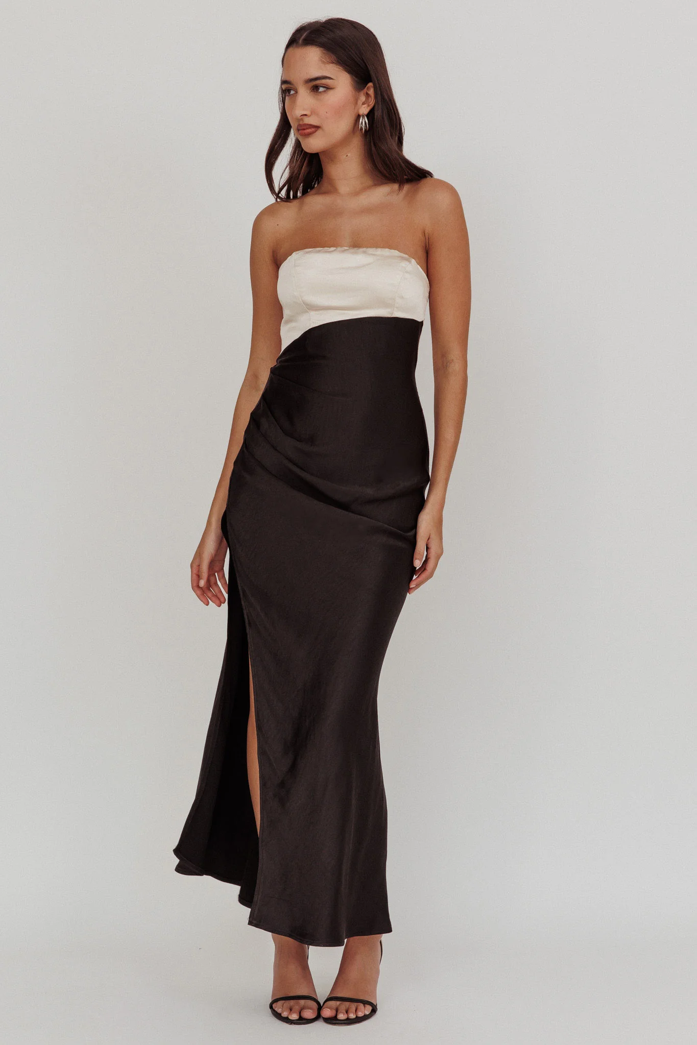 Kamillia Strapless Split Maxi Dress Black - Sonourner