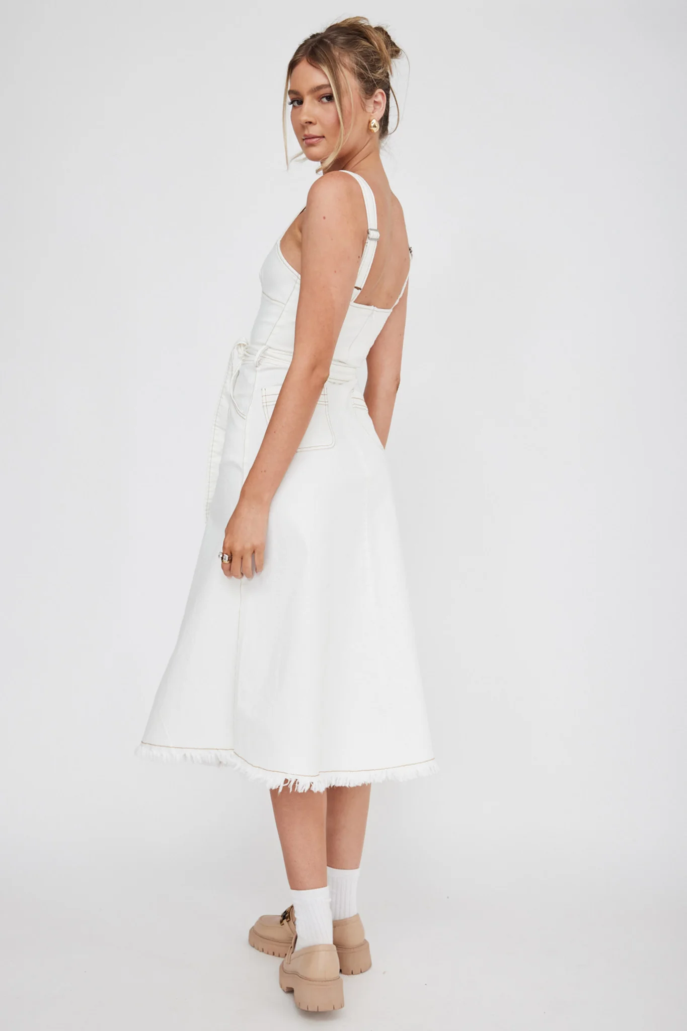 Zenyl Raw Hem Midi Dress Butter - Sonourner