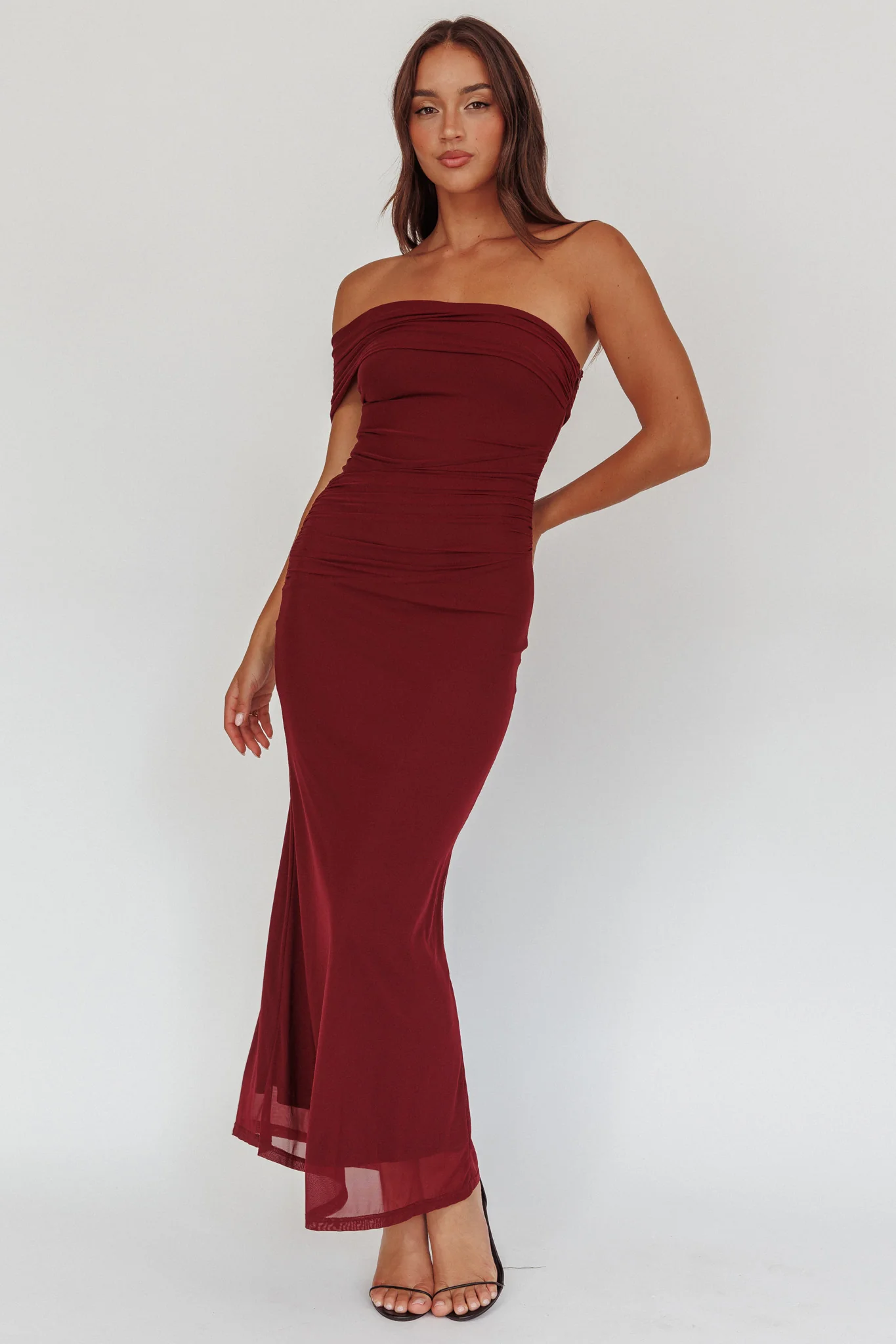Gala One-Shoulder Maxi Dress Wine - Sonourner