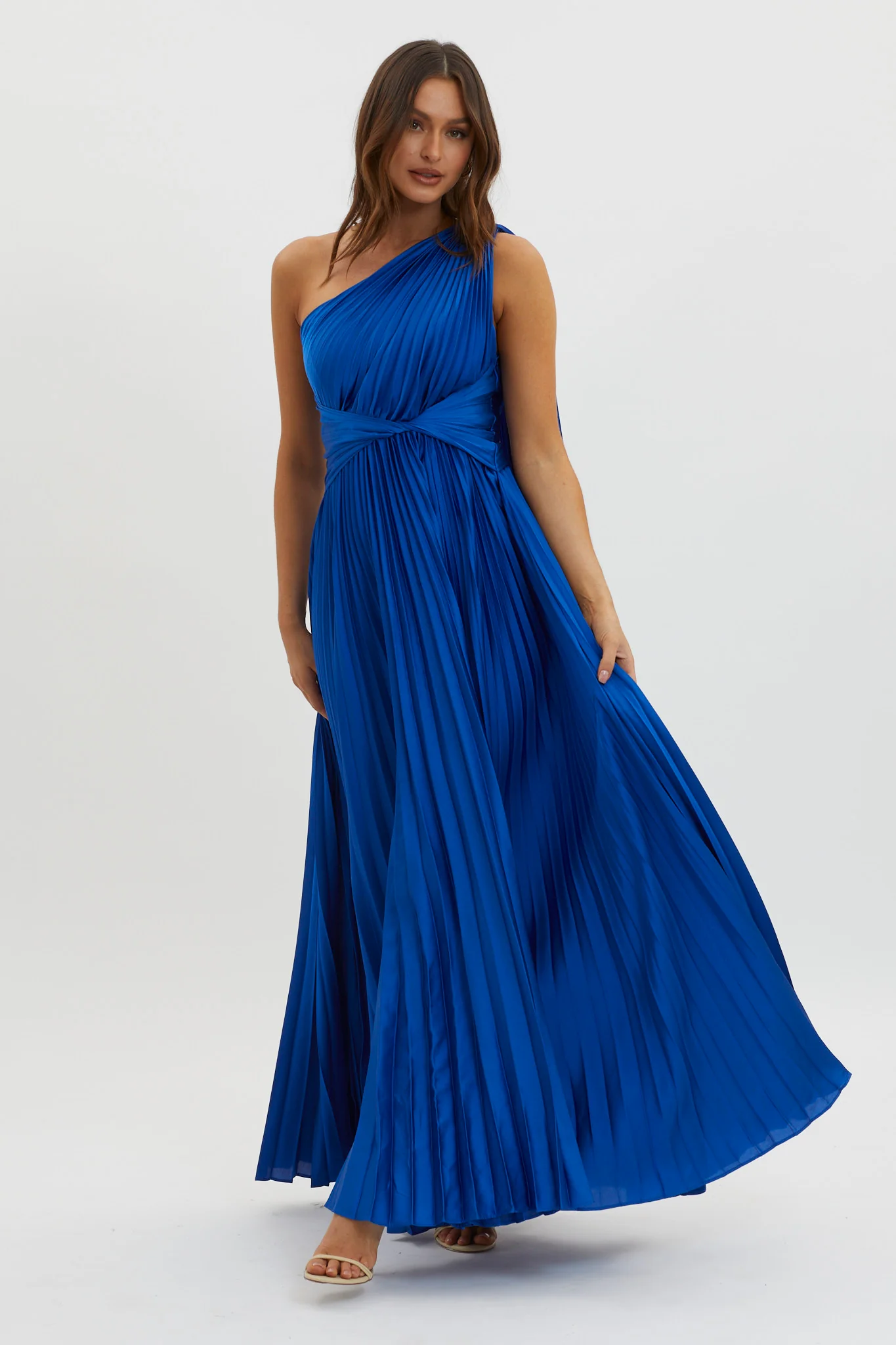 Laxmi Accordion Pleat Maxi Dress Royal Blue - Sonourner