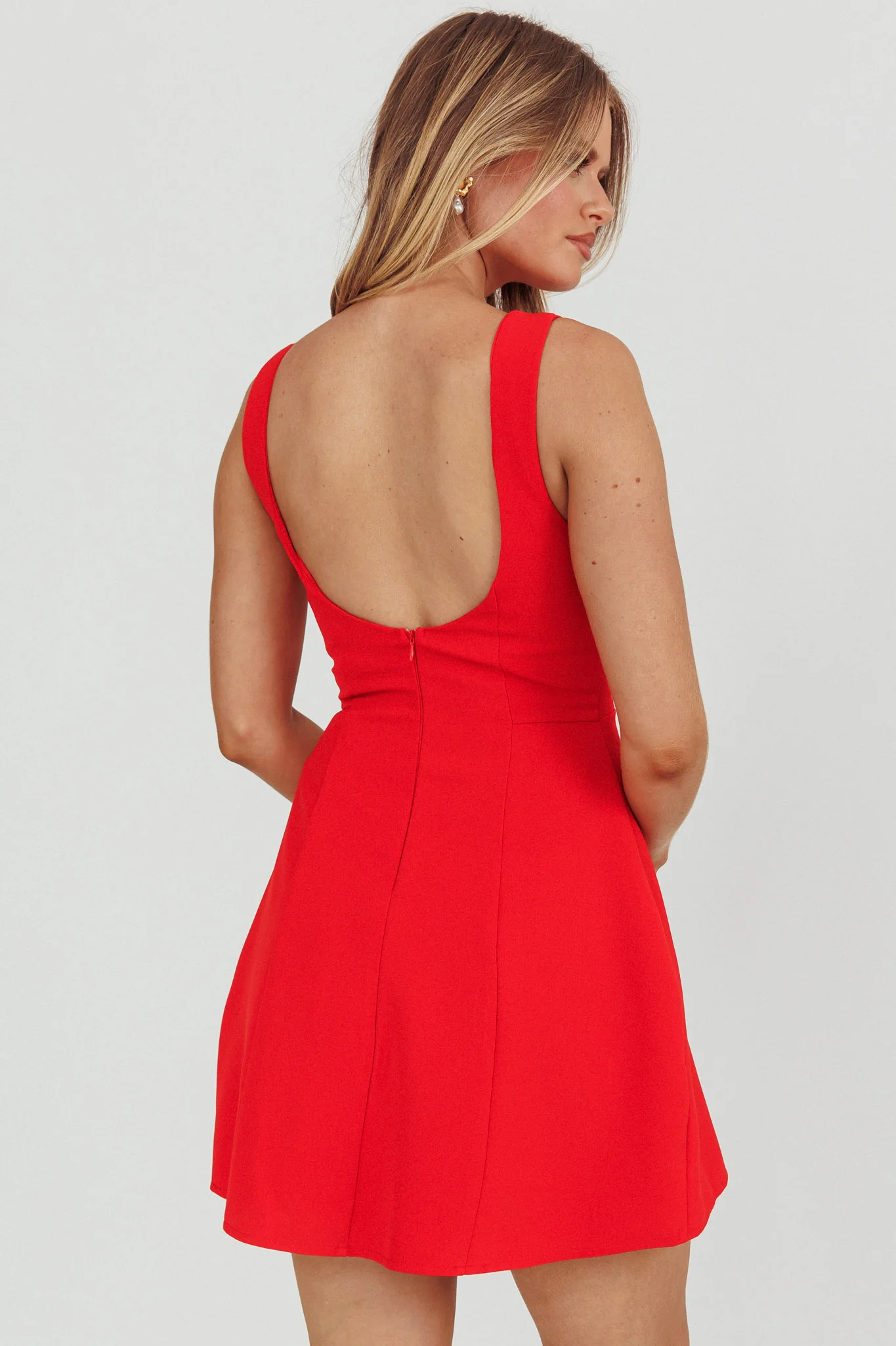 Opulent Sleeveless A-Line Mini Dress Red - Sonourner