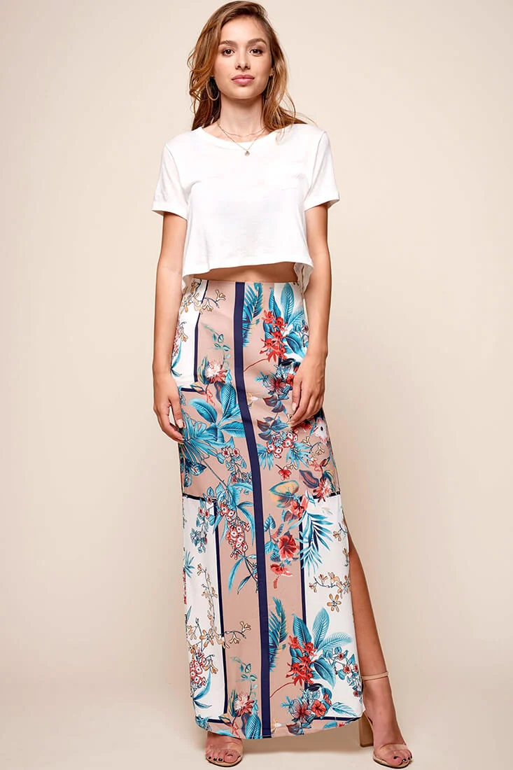 Paradise Side Split Maxi Skirt Mocha - Sonourner