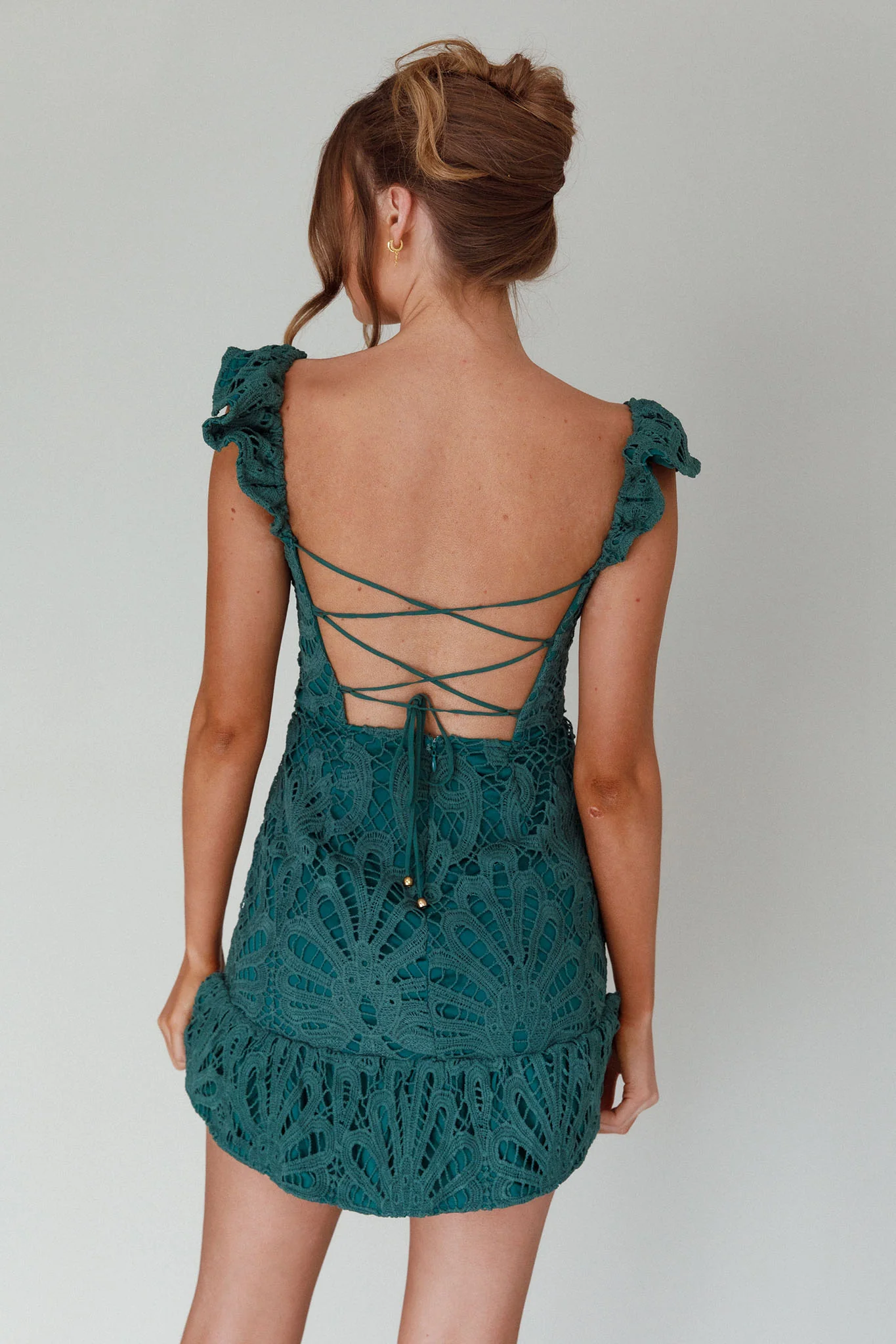 Mon Papillon Lace Mini Dress Forest Green - Sonourner