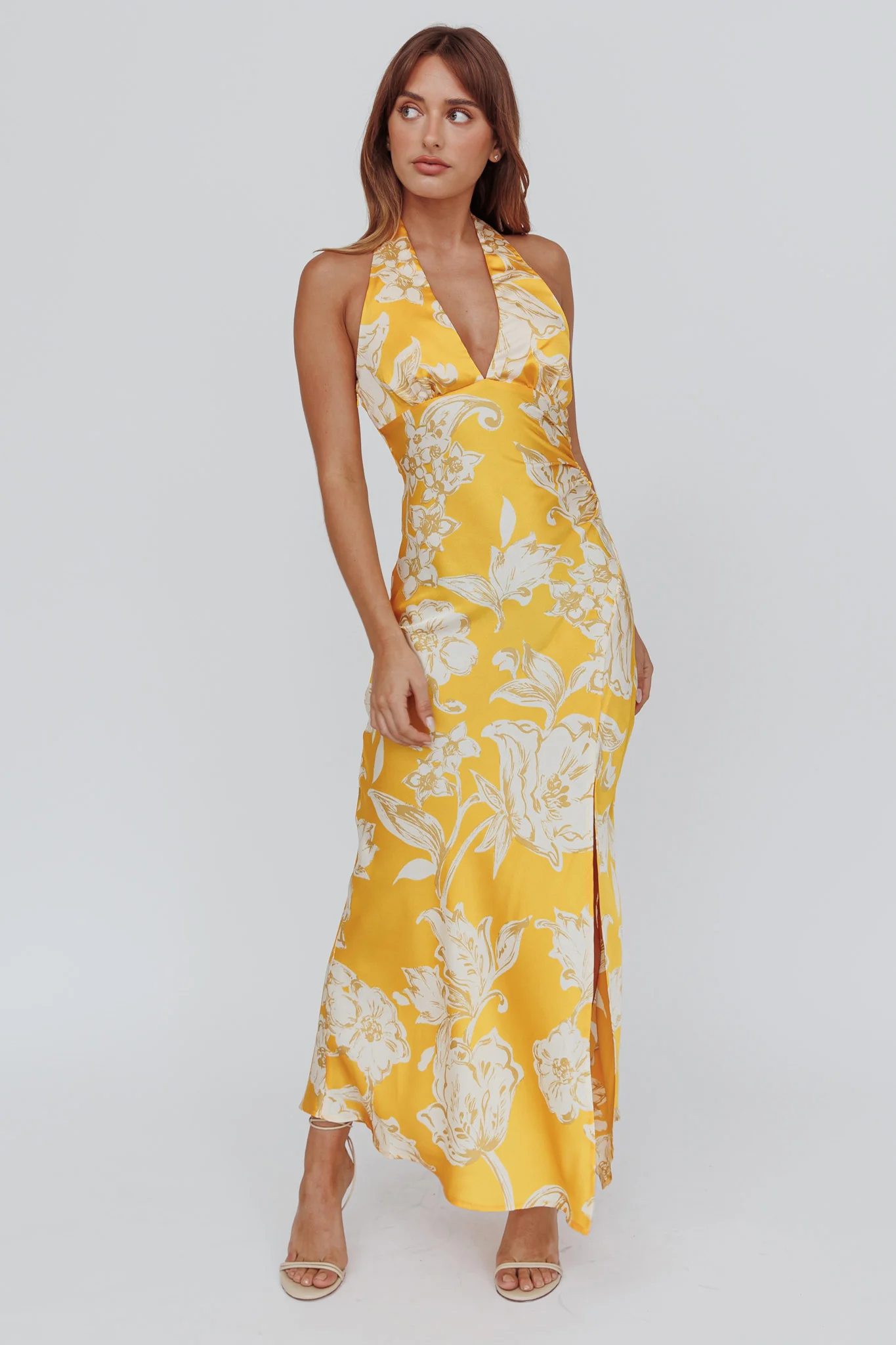 Brighter Days Halterneck Split Midi Dress Sun - Sonourner