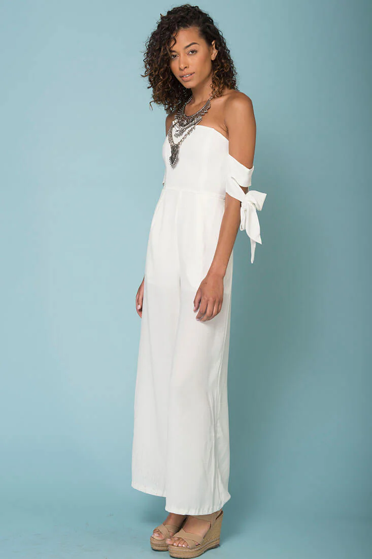 Kyndall Tube Top Jumpsuit White - Sonourner