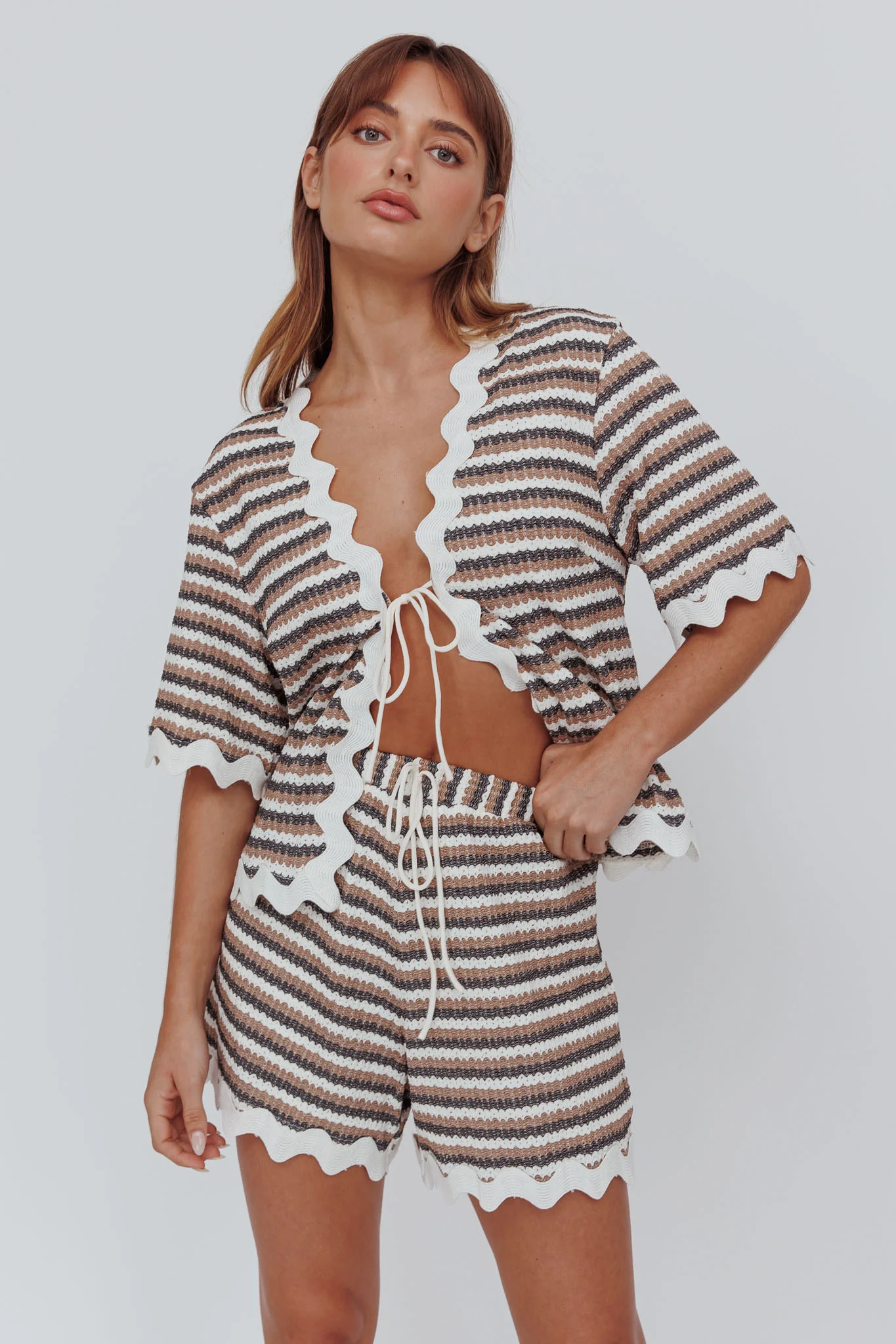 Breakaway Shorts Stripe Mocha - Sonourner