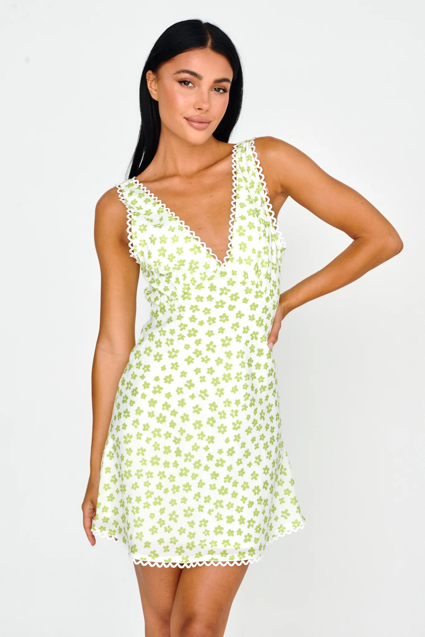 Miss Divine V-Neck Sun Dress Flower Pea - Sonourner