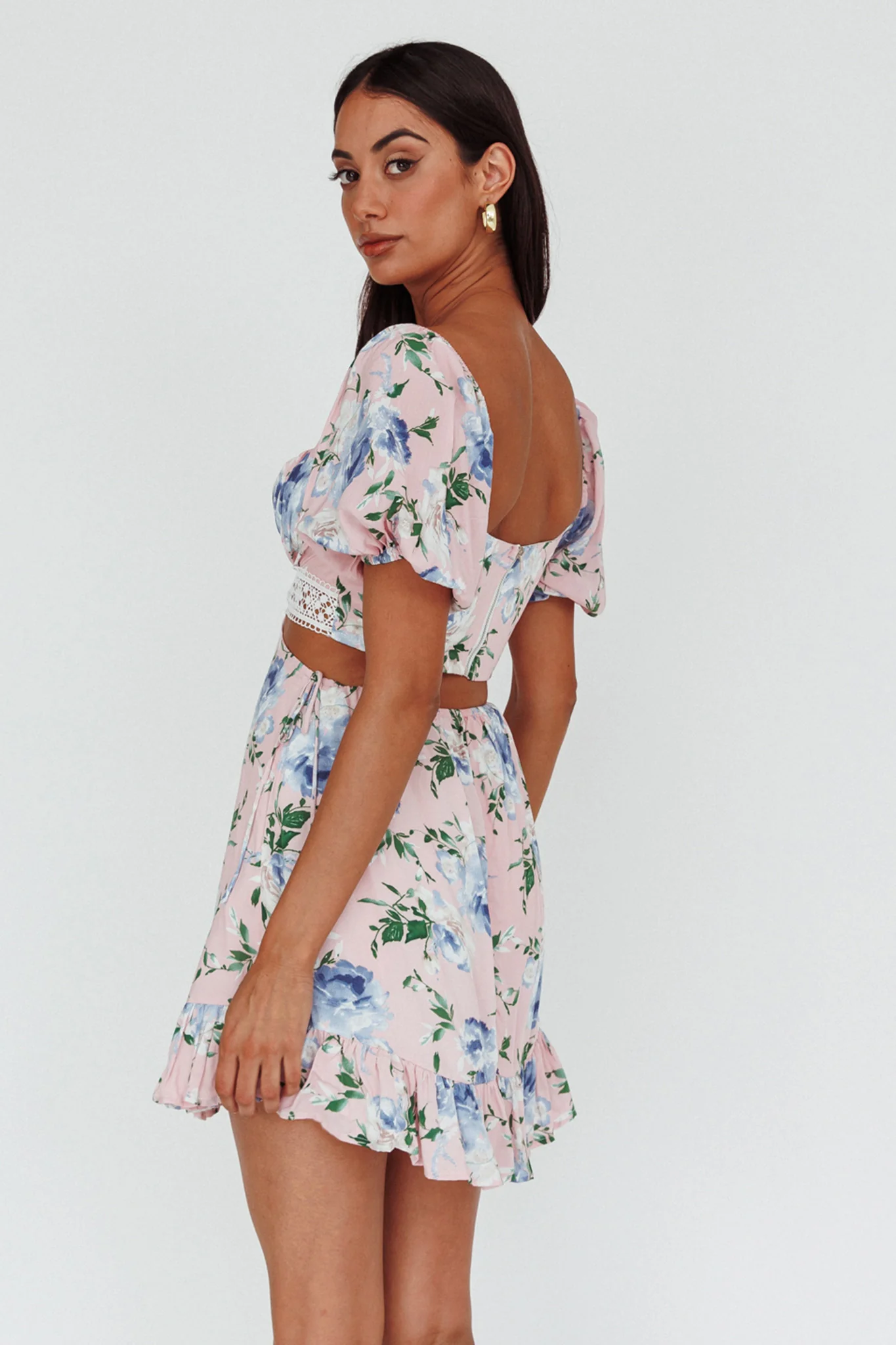 Sweet Romance Cut-Out Mini Dress Pink - Sonourner